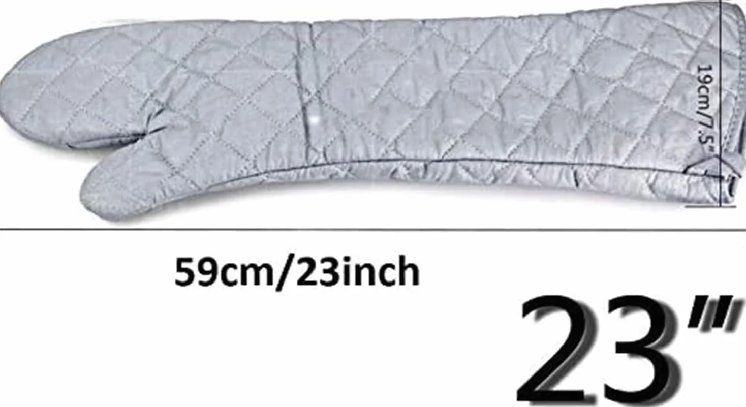 Gants de barbecue résistant à la chaleur 58,4 cm Chiffon de coton Long Lot 2 pcs