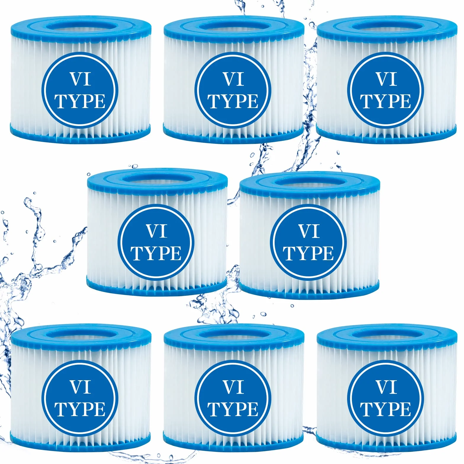 Lot de 8 Filtre VI Cartouche pour Bestway Lay-Z-Spa, Filtre de Spa Type VI
