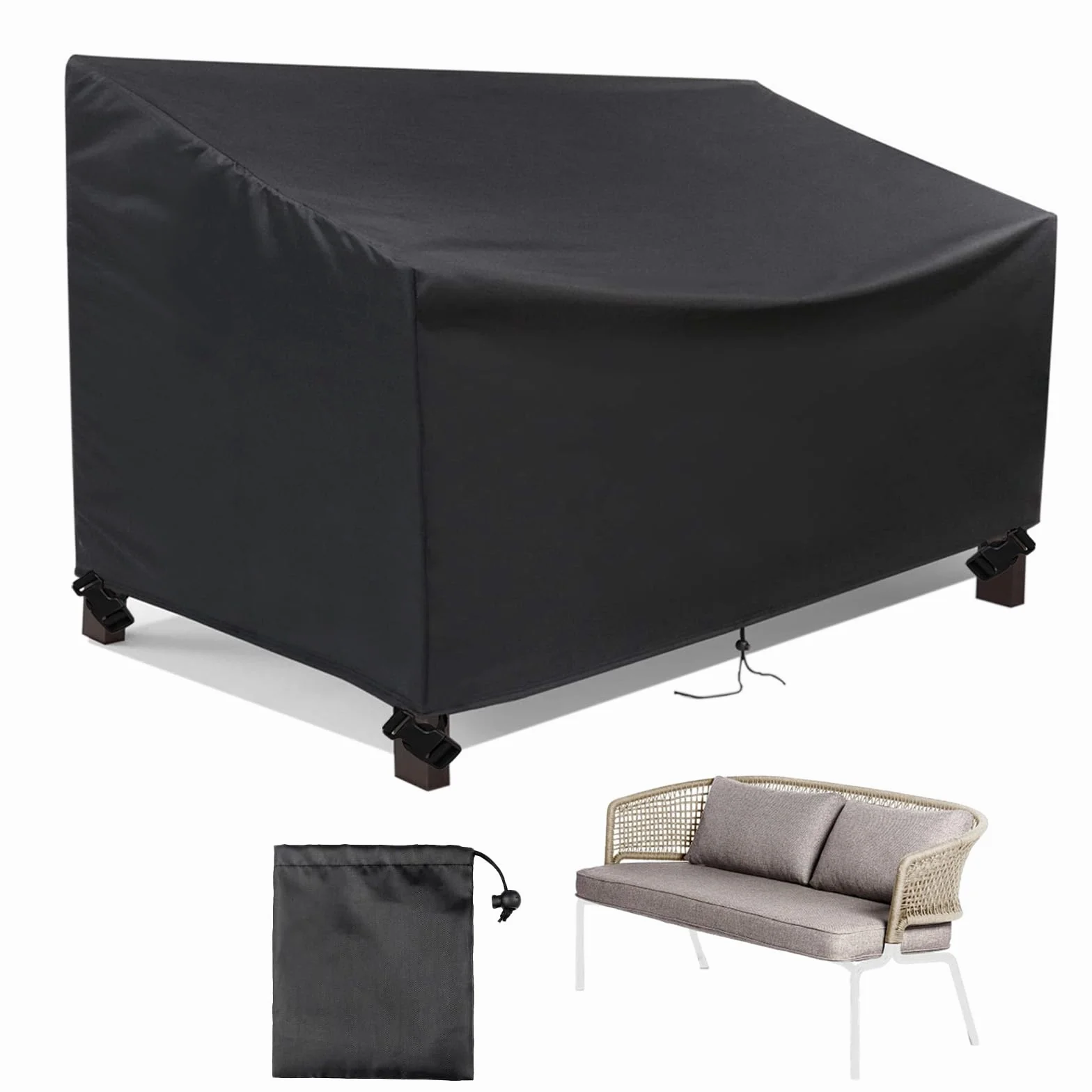 Housse de Banquette 2 Places pour Canapé Extérieur 134 × 66 × 89 cm