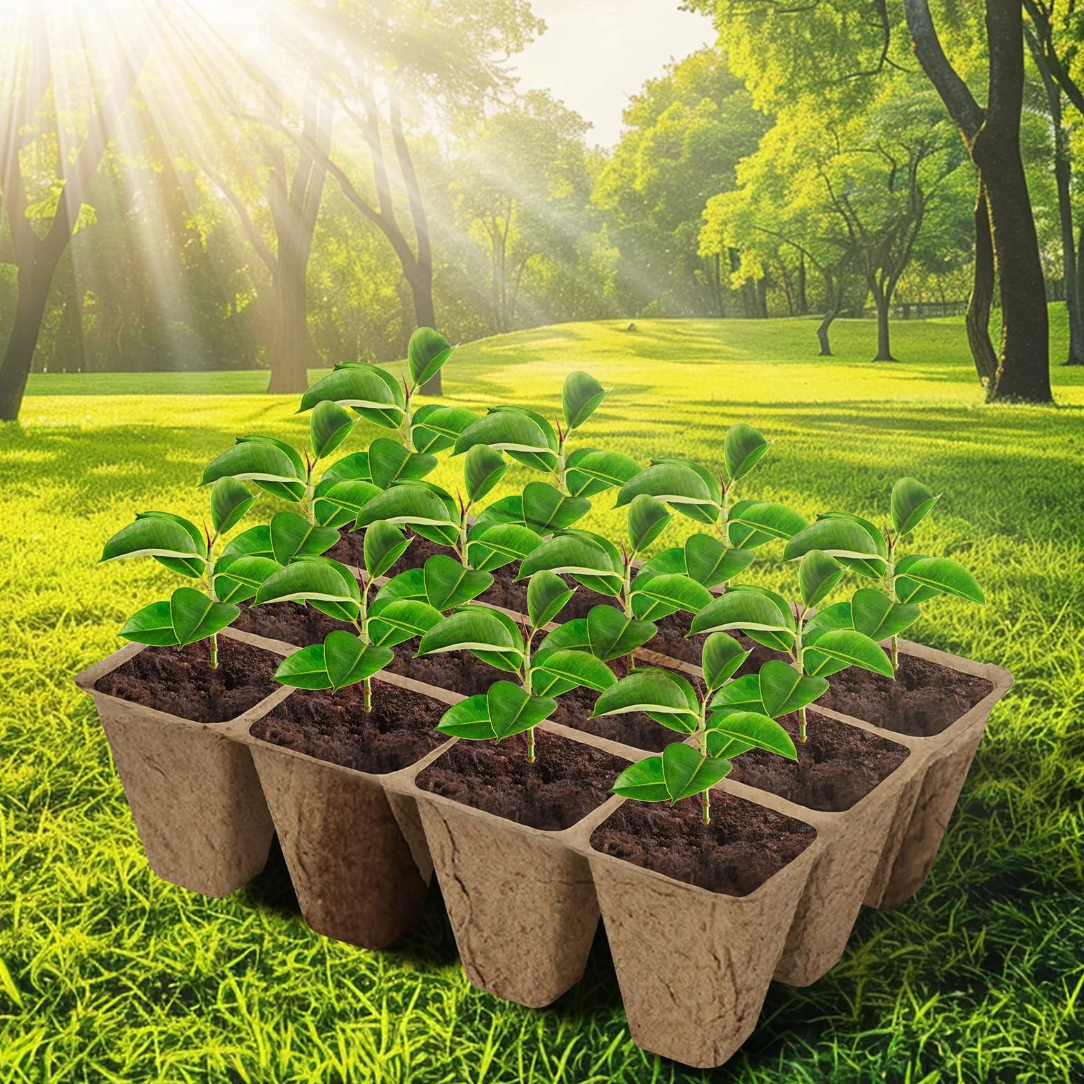 Mini Serre pour Plantes, 10 Pièces 120 Cellules Plaque Semis, Pots de Pépinière Biodégradables, avec Dôme de Ventilation, Vert