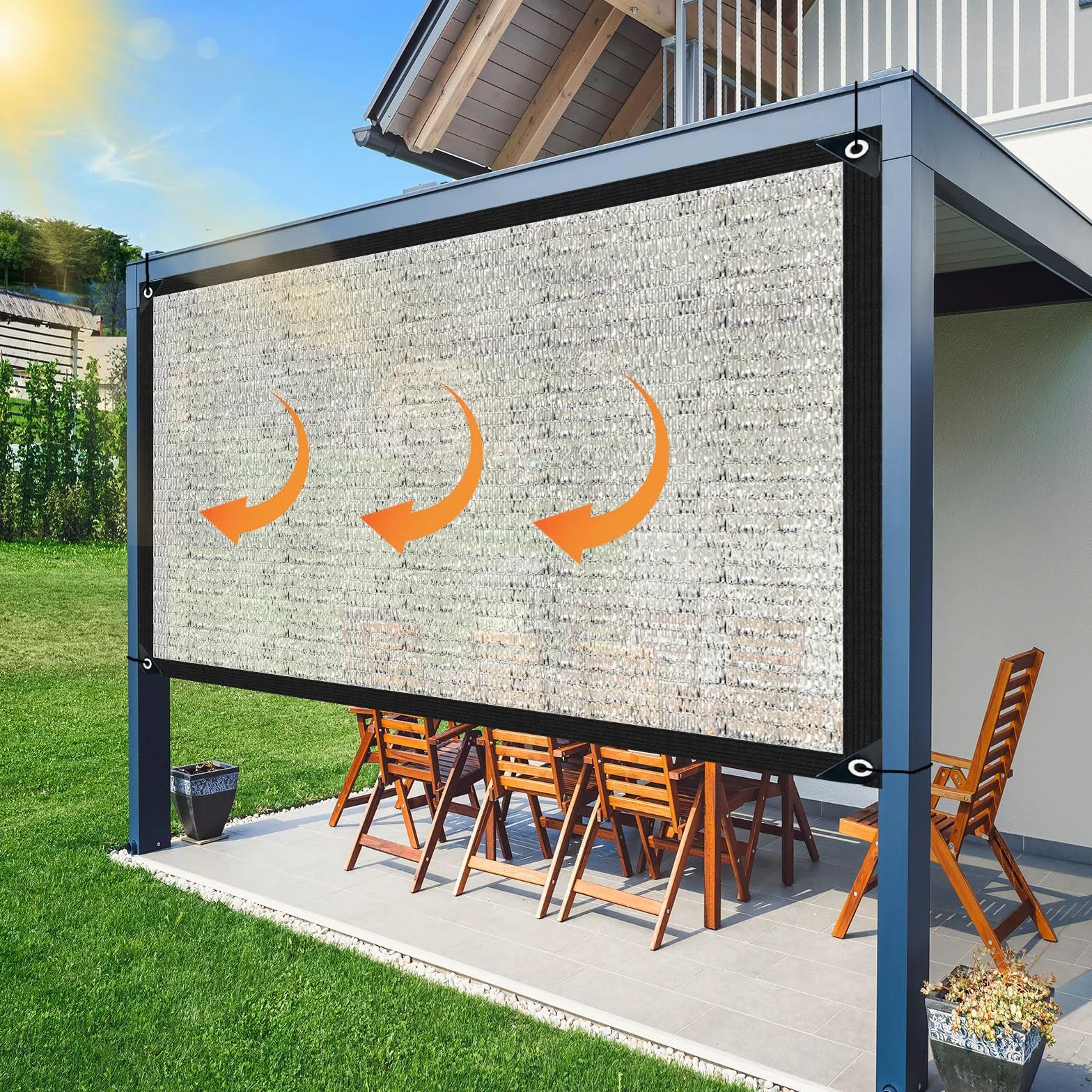 Filet d'ombrage pour voiture 3x4 m 80% aluminium avec œillets respirant
