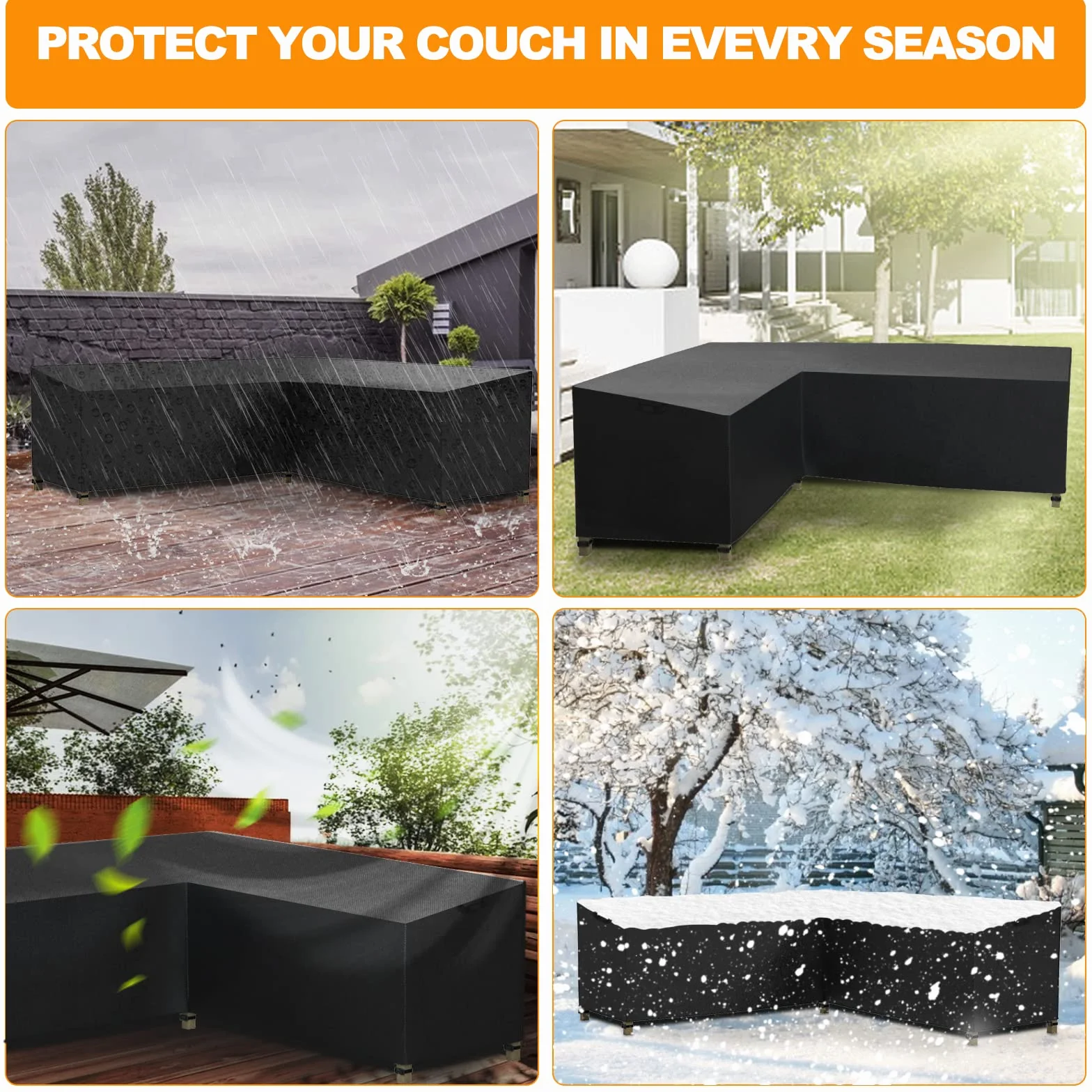 Housse de Jardin en V Imperméable Tissu Oxford 600D PVC 254 x 254 x 80 cm Protection Canapé Extérieur