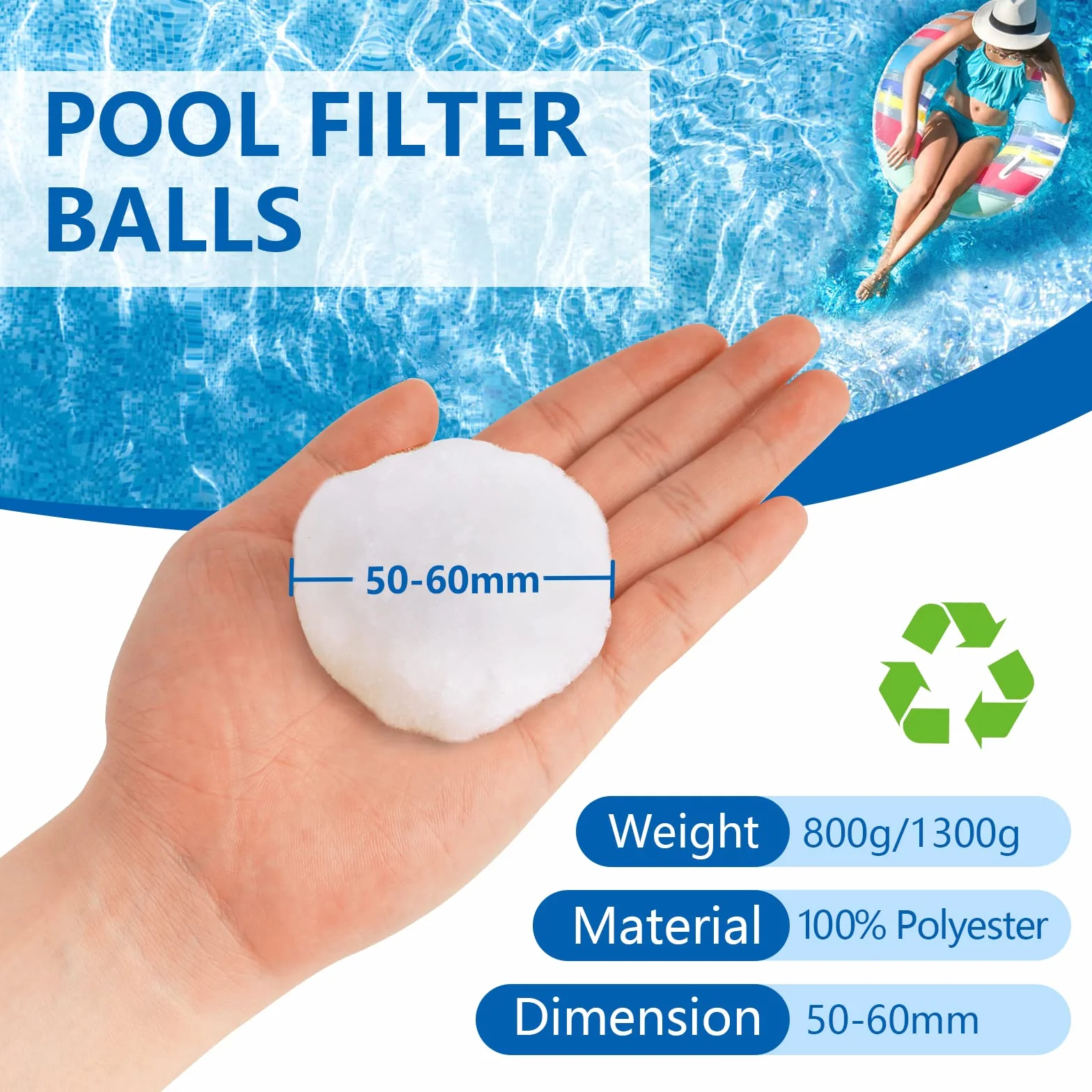 800g Balle Filtrante Piscine Réutilisables Alternative Sable Filtrant