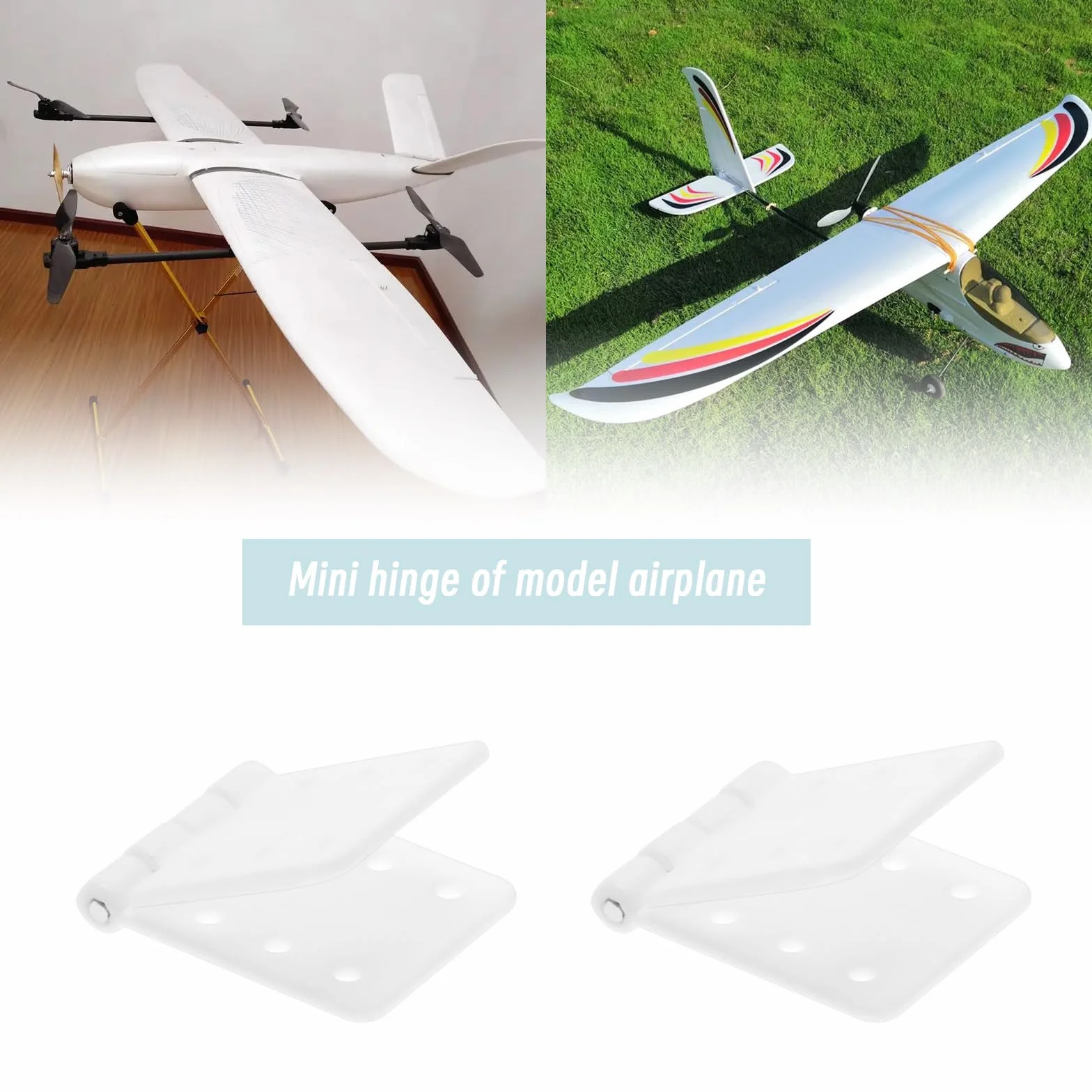 Lot de 30 charnières rectangulaires pliables en plastique pour modèles d'avion RC - 24 x 12 mm - Blanc