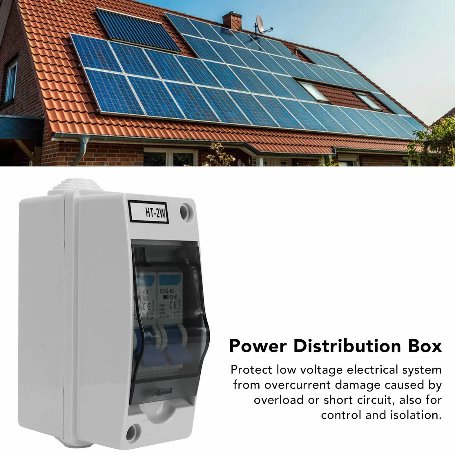 Disjoncteur Miniature MCB à 2 Pôles, Boîte de Distribution D'énergie 230V 6A 16A, Coque en Plastique Ignifuge 6000A, capacité de Rupture élevée