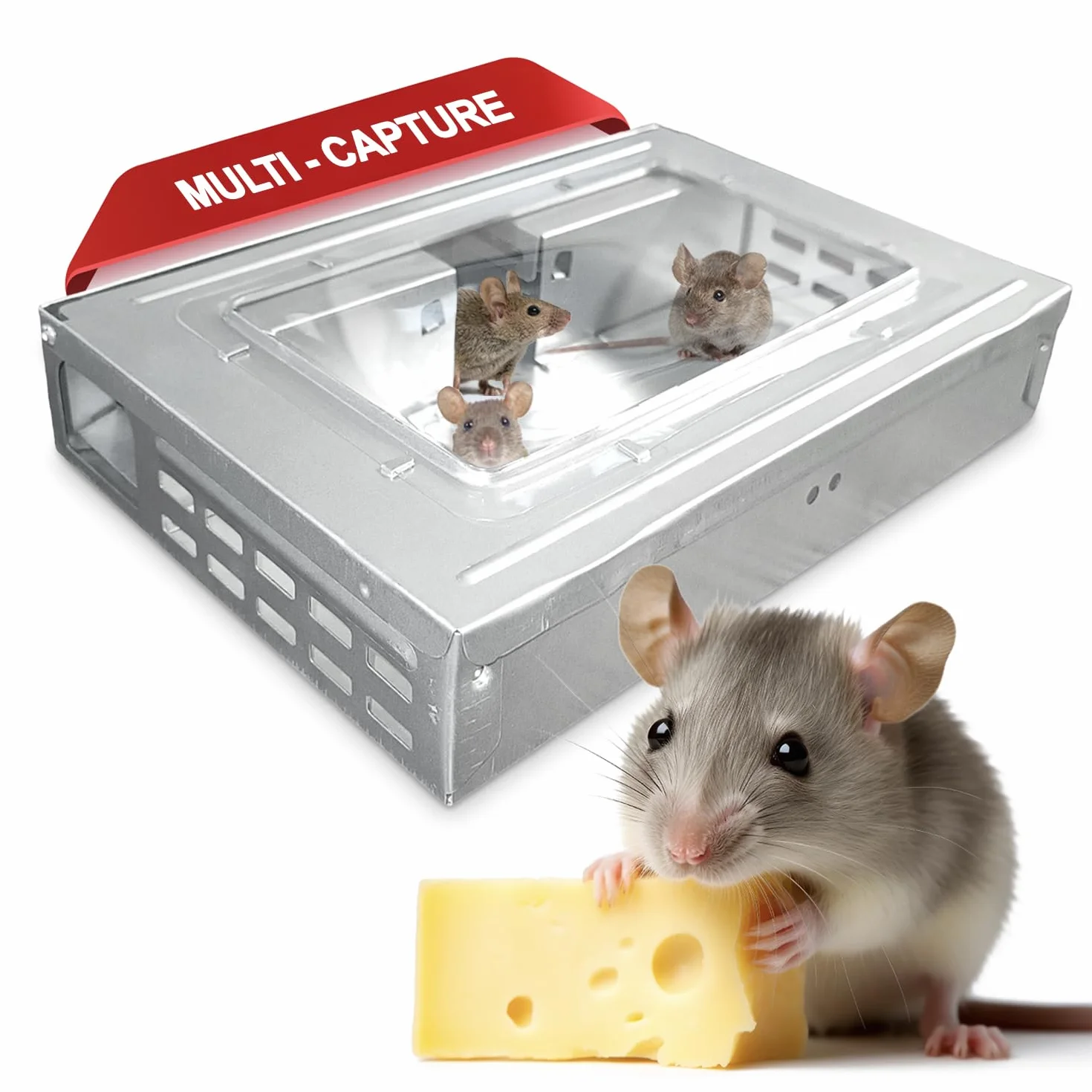 AXELMA Piège à Souris Vivantes Multi-Capture – Attrape Souris sans Tuer en Métal, Sécurisé Enfants Animaux, Réutilisable