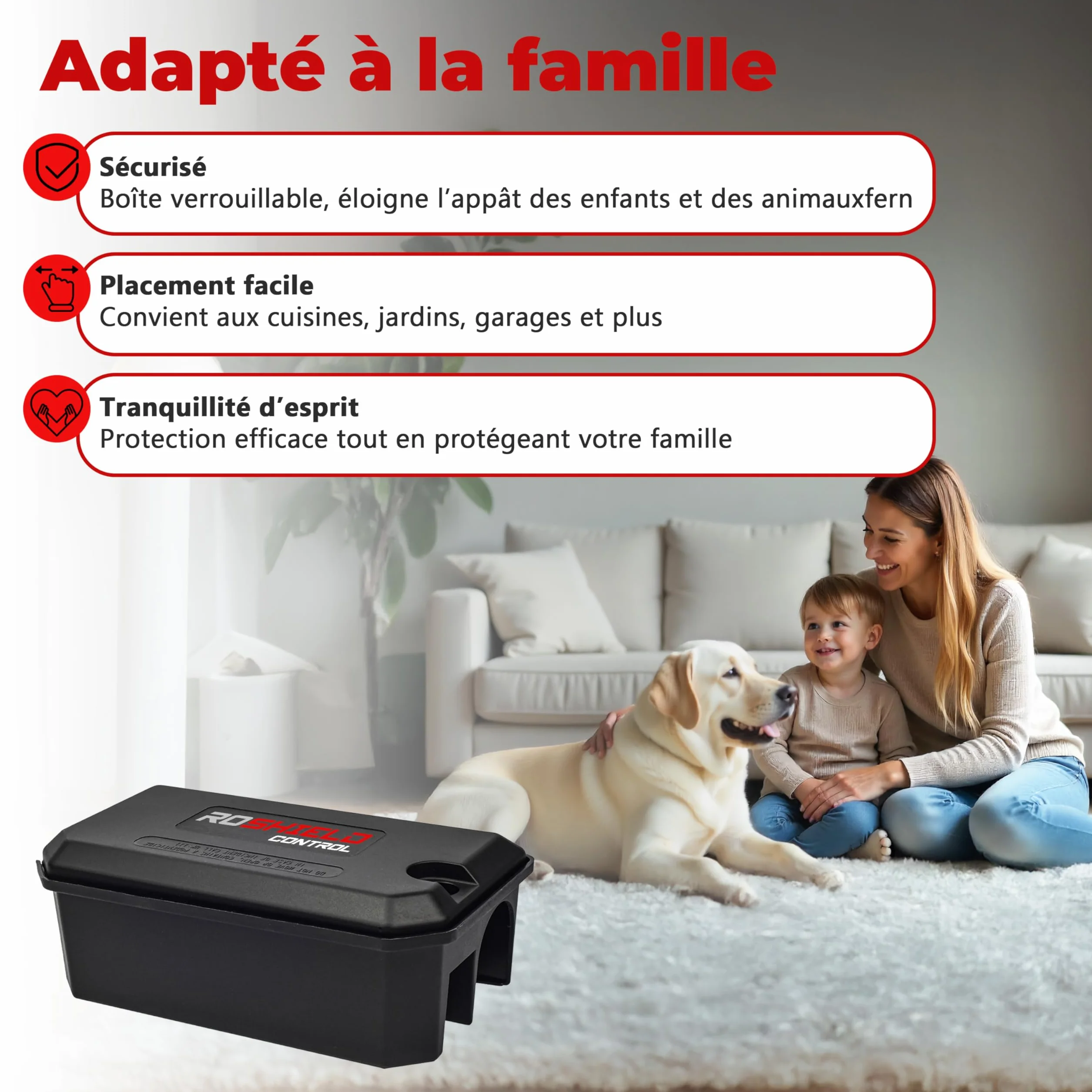 Roshield Lot de 4 Stations d’Appât Inviolables pour Rats et Souris Intérieur Extérieur