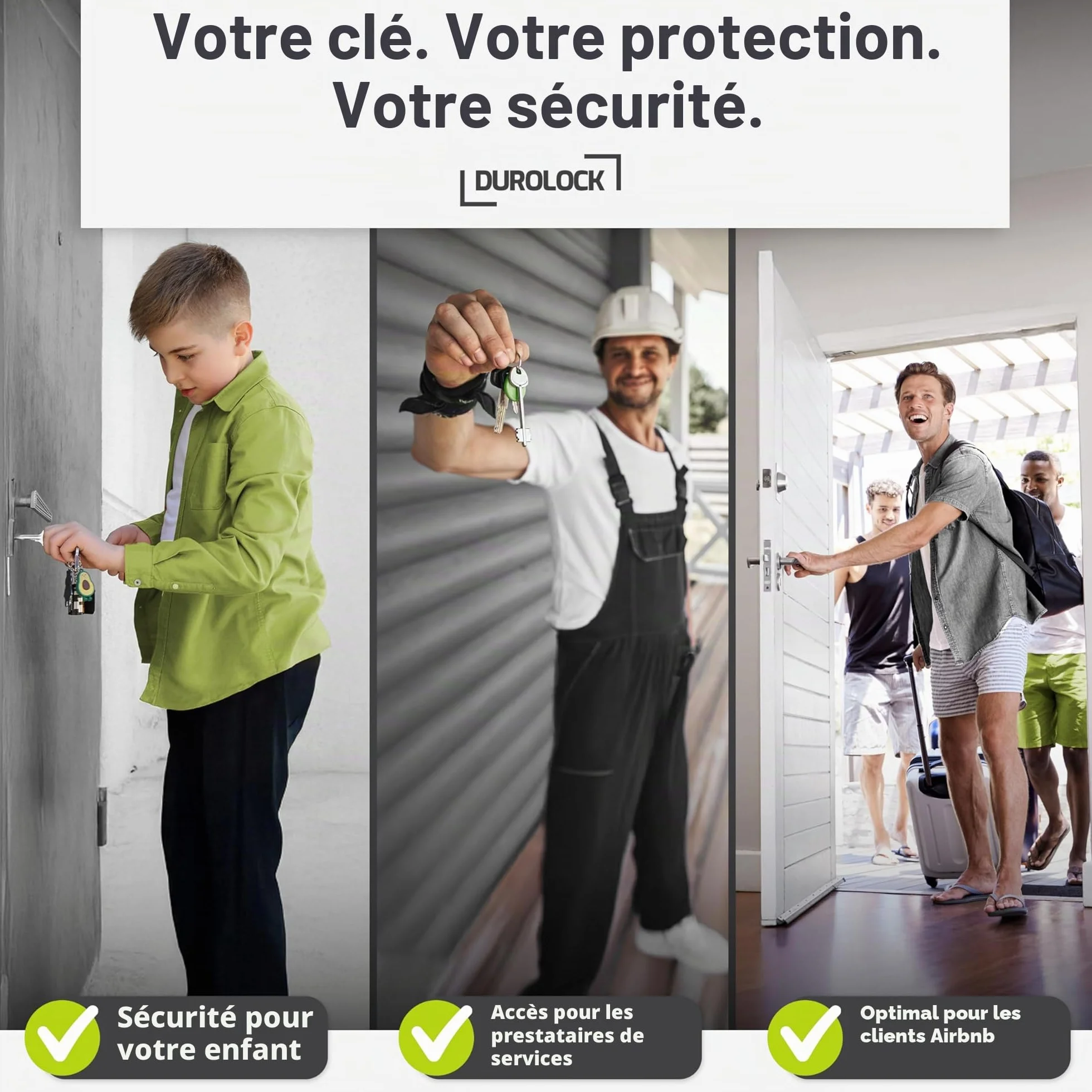 Coffre à clés XXL avec code numérique et étrier extérieur résistant aux intempéries pour AirBnB