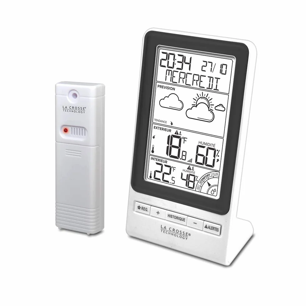 WS6819 Station Météo La Crosse Technology avec Prévision Température Alerte Indice de Confort Noir
