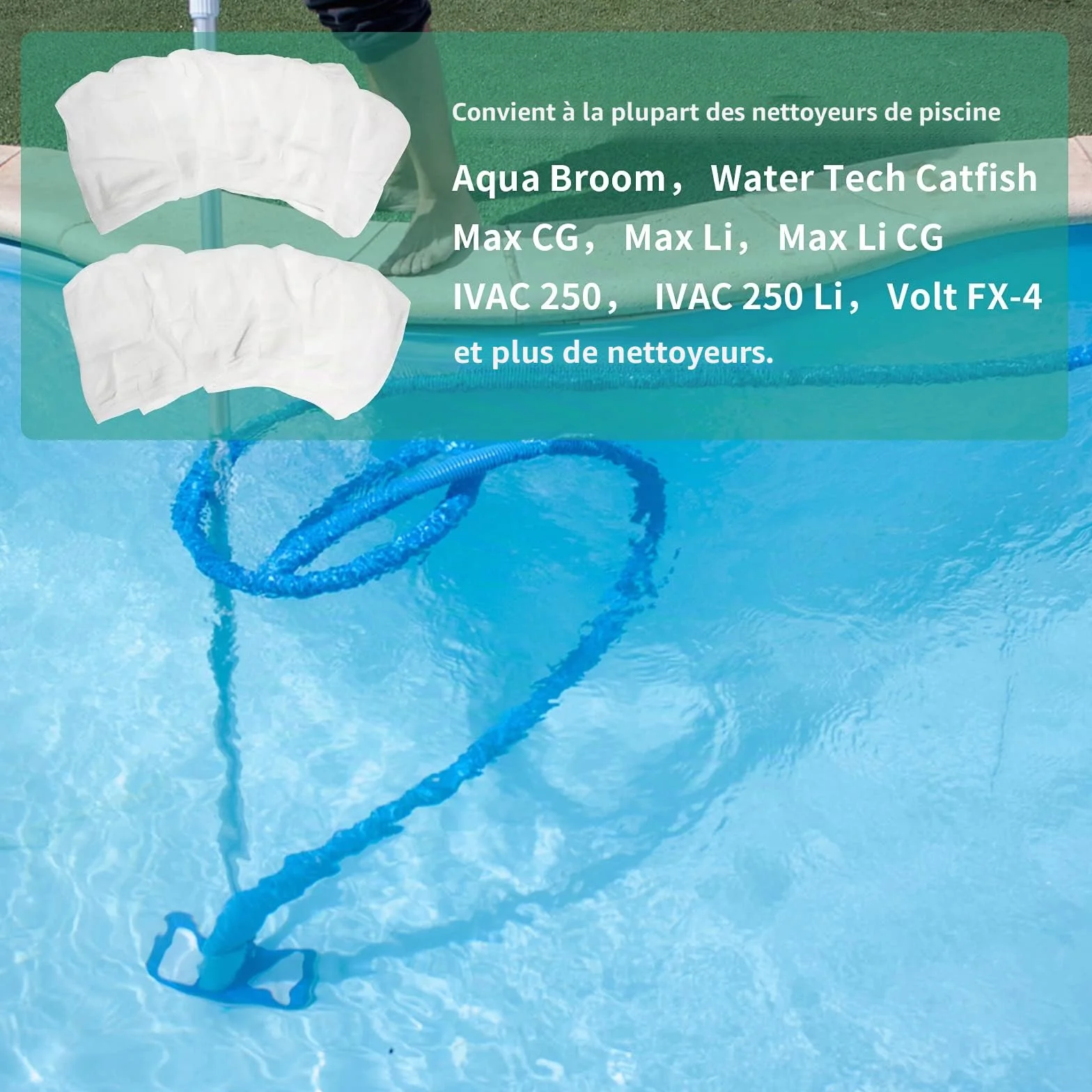 ANTOBLE Micro Sacs filtrants compatibles Pool Blaster Water Tech Catfish Max CG Aqua Broom Lot de 20