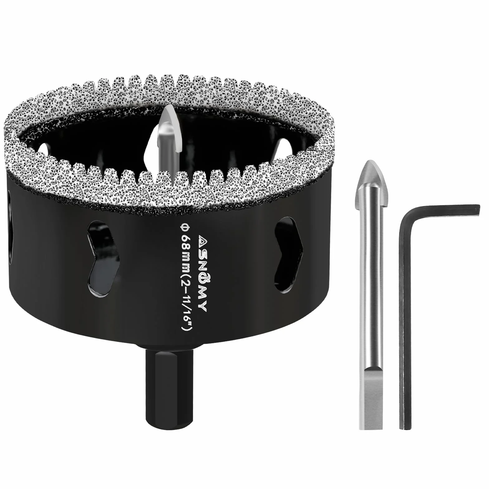 ASNOMY Scie Cloche Diamantée de 68 mm avec Mèche Pilote, Foret Trépan Diamanté Denté, Scie Cloche Diamant pour carrelage, Verre, porcelaine, pierre de granit