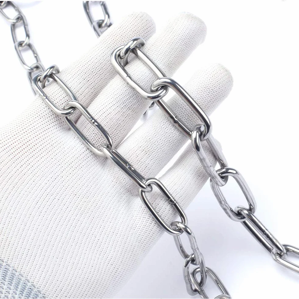 Chaîne en Acier Inoxydable 304 Solide et Robuste Avec Maillons Soudés en Acier pour clôture, Promenade et Chaîne de Chien, Chaîne De Séchage, Charge Maximale de 200KG, 4mm - 1 Mètre