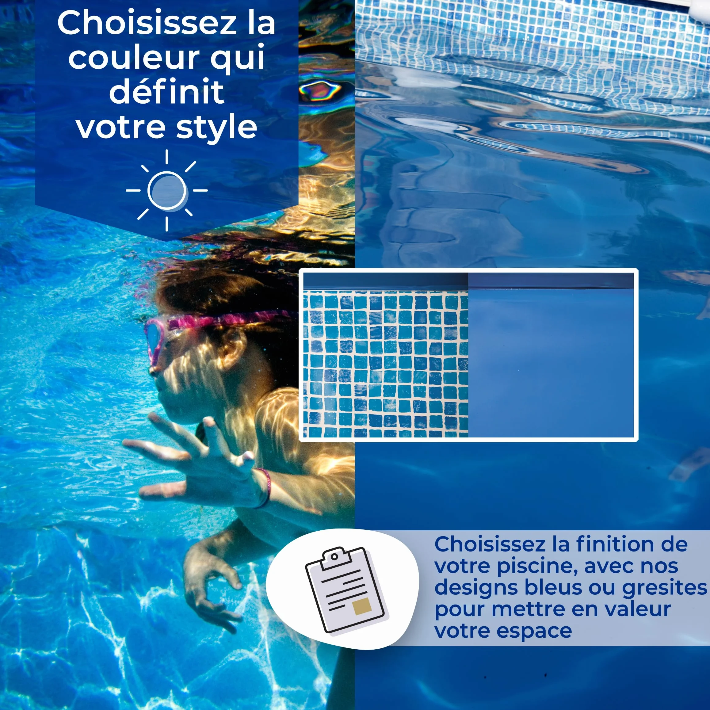 Gre Liner uni Bleu pour piscines ovales 610 x 375 x 132cm épaisseur 40/100e