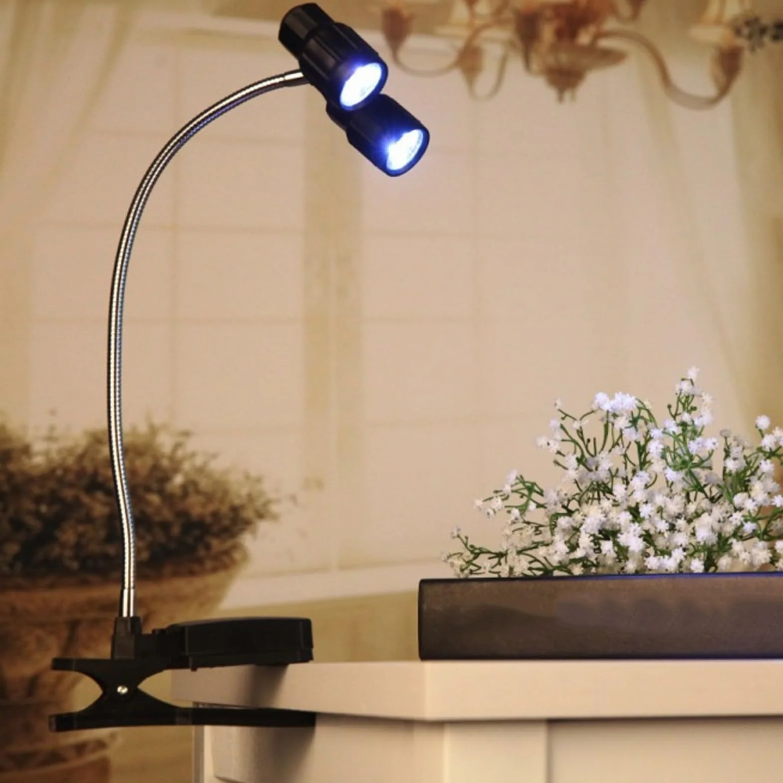 Lampe de Barbecue à Pince LED Double Tête, Lumière Flexible 360° pour Extérieur