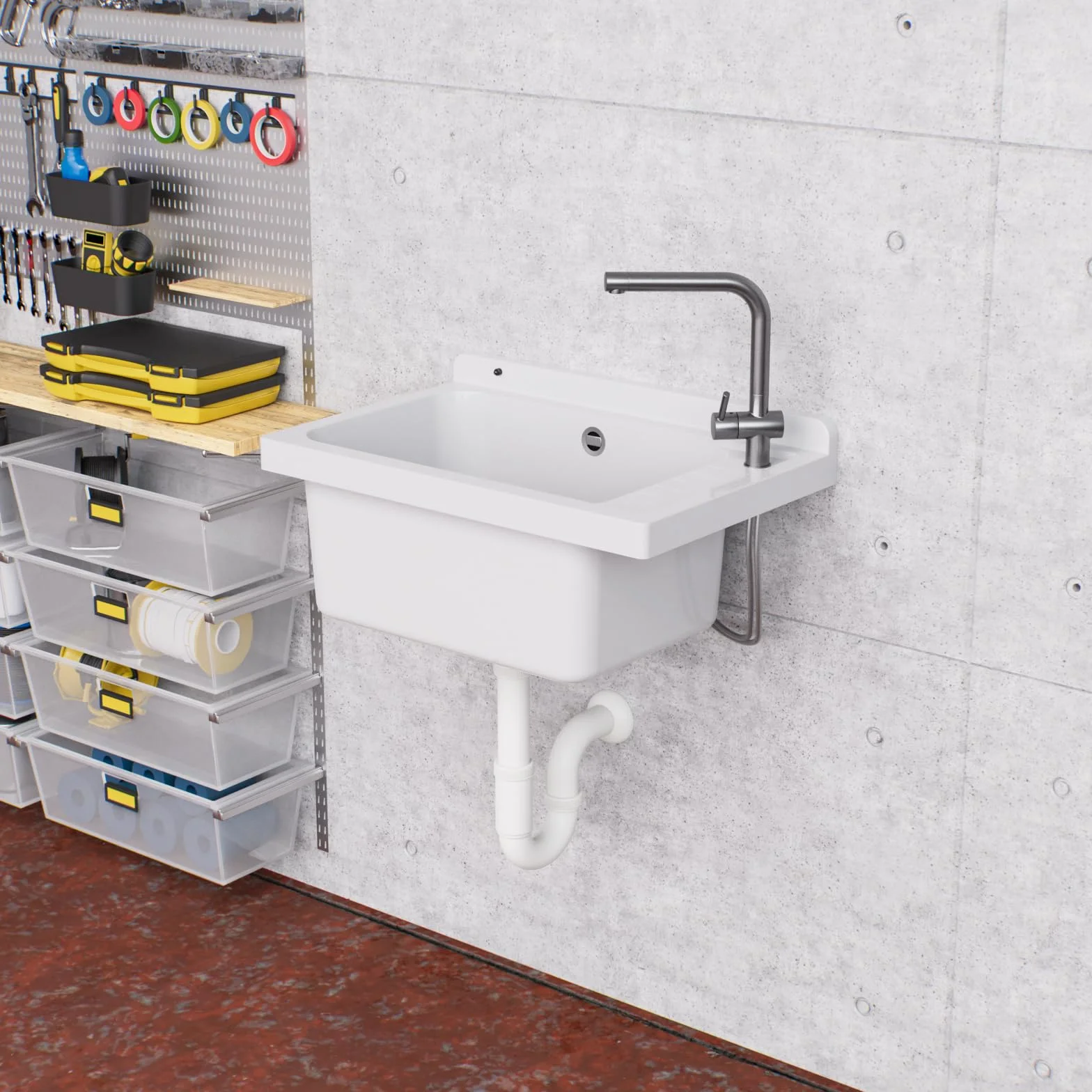 Bassin de vidage Évier Lavabo Bac à laver extérieur Blanc