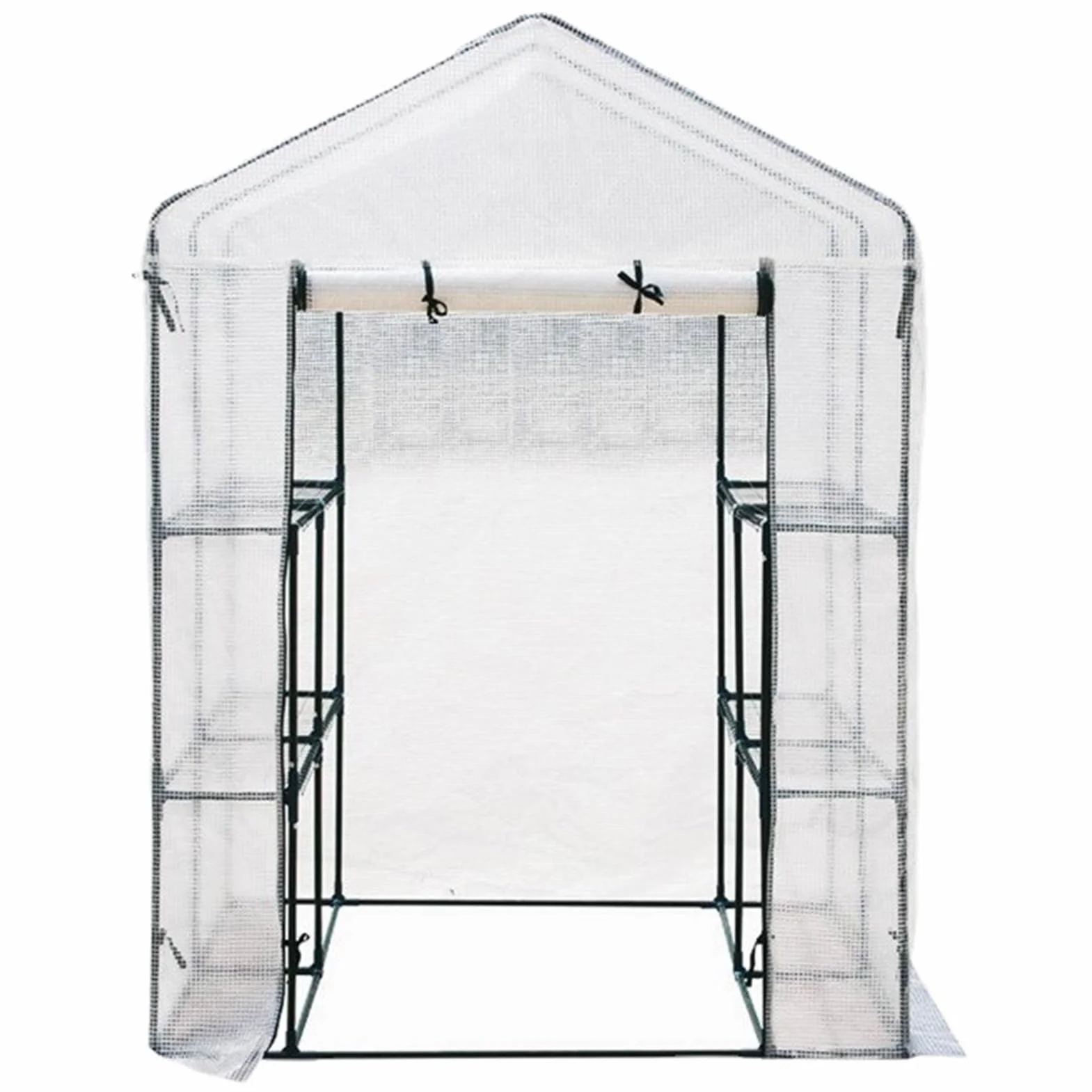 Bâche pour serre inodore 143x143x195cm PE imperméable avec porte Isolation thermique Vert Blanc