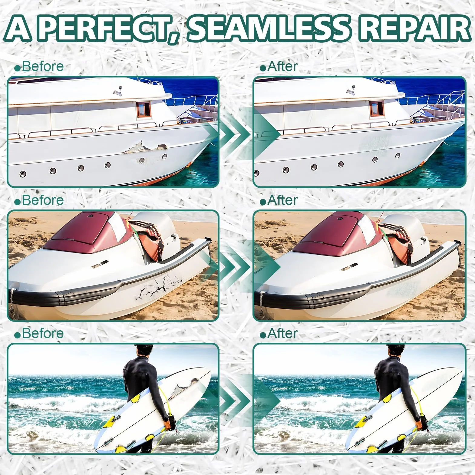 Fibre de Verre Résine Époxy, Fibre de Verre Carrosserie, Résine Polyester + 1m² Tapis en fibre verre 300g,Kit Reparation Fibres de Verre pour Automobiles,Bateaux, Planche de Surf et Anderen