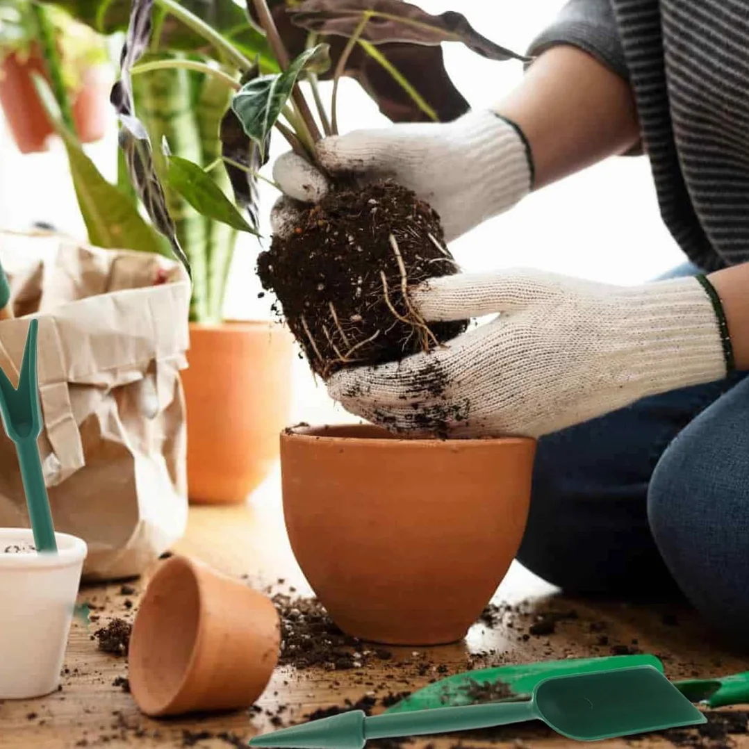 WeddHuis Set de 8 Outils de Repiquage - Kit de Plantation avec Fourchette et Bâton pour Transplanter Semis, Distributeur de Graines (Vert Foncé)