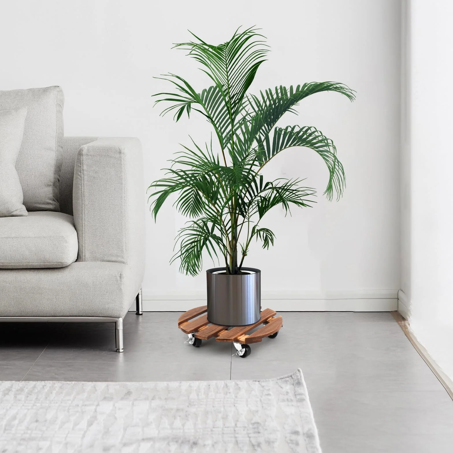 Chariot pour plantes 30 cm Rond Plateau roulant résistant aux intempéries avec roulettes