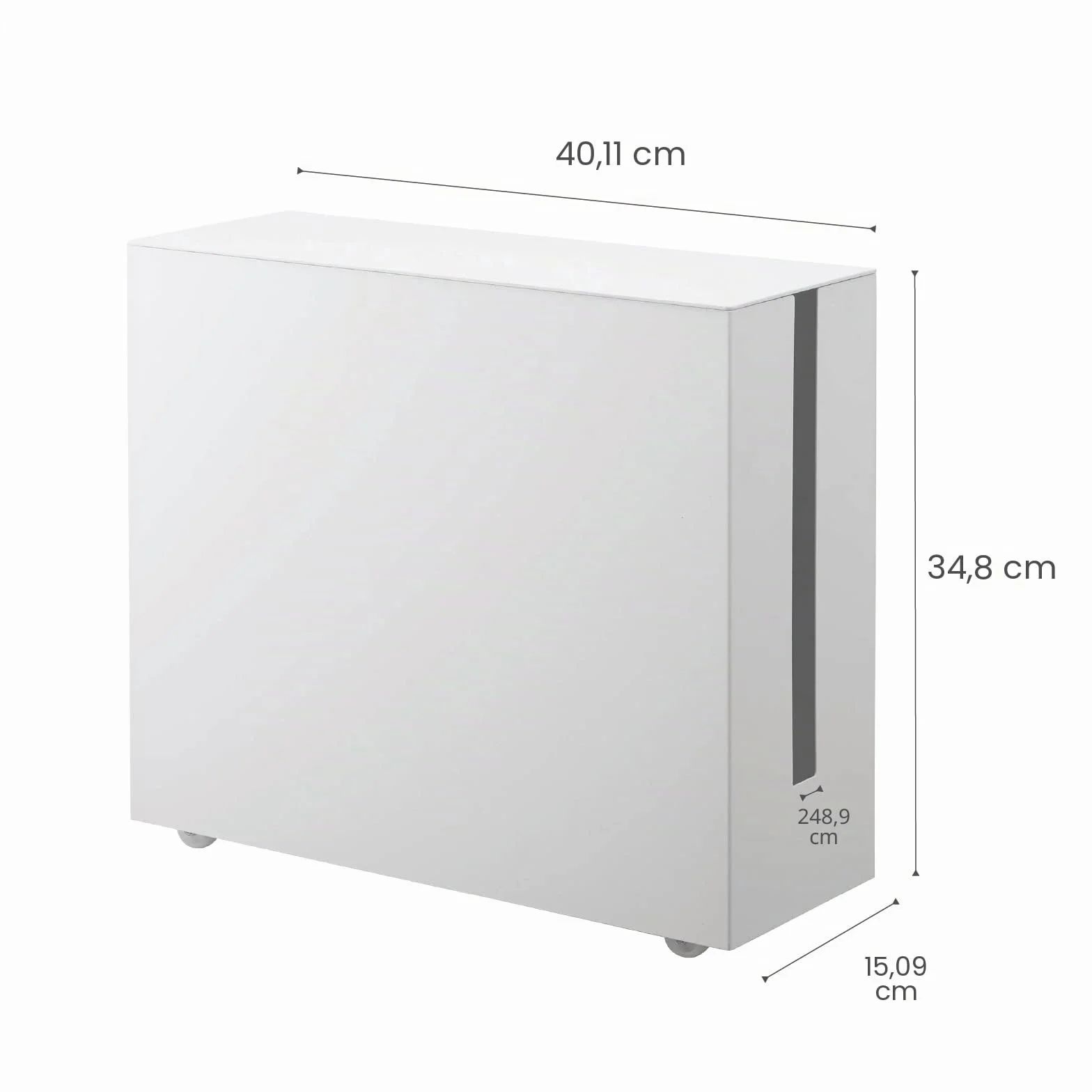 Yamazaki Tower Boîte Rangement pour câbles, en Acier - avec roulettes, Solution Gestion des câbles, Bureau, Organiser Les Prises - 40 x 15 x 34,5 cm, Design Japonais, Blanc