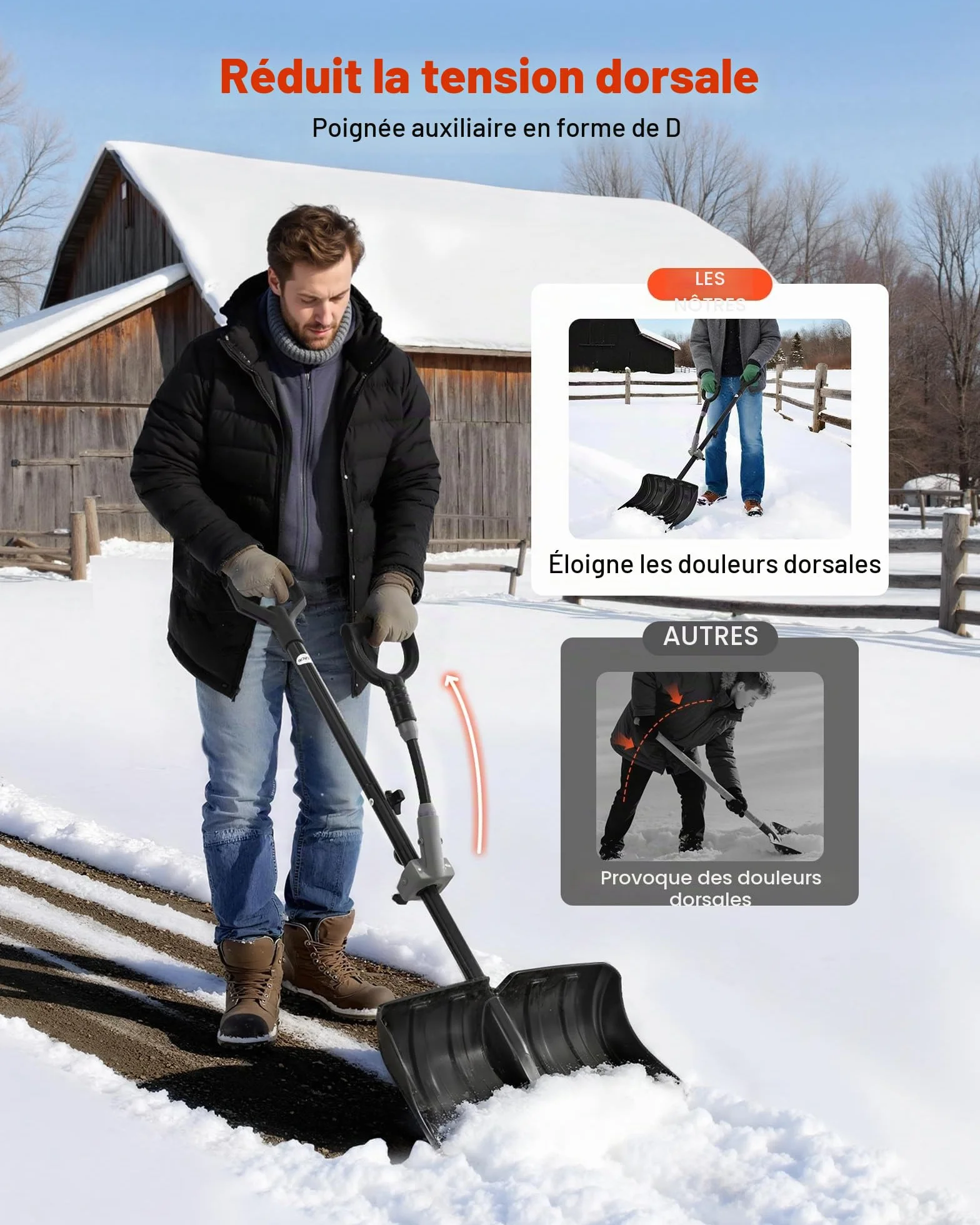 VEVOR Pelle à Neige Brosse à Neige