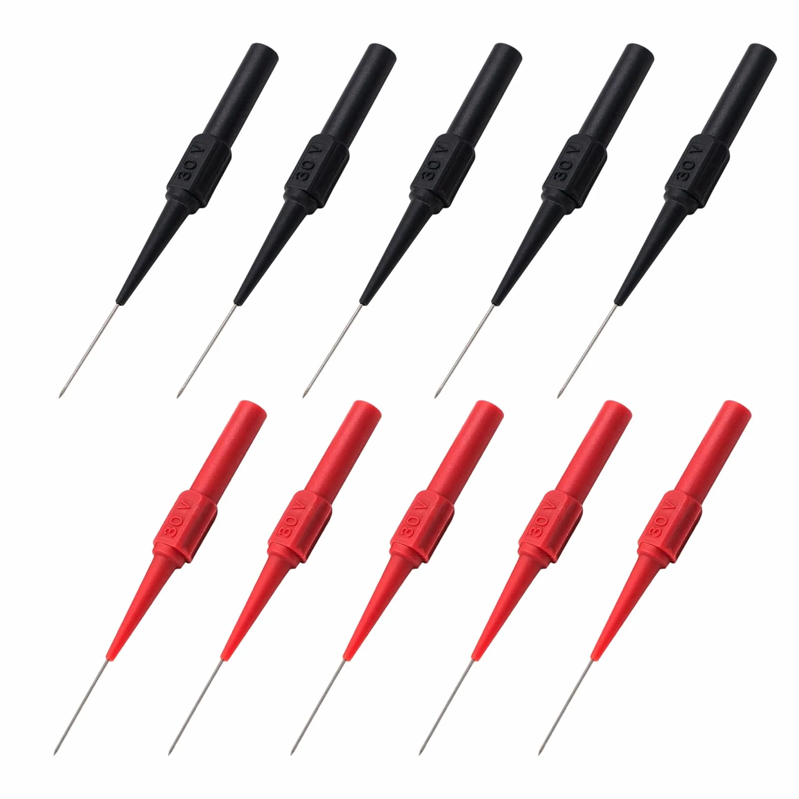 10 Pièces Sondes de Test pour Multimètre, Pointes de Mesure pour Multimètre, Pointe de Touche Multimetres avec Etui Protection Isolant 0.7mm pour Multimètres Laboratoires et Electriciens Rouge Noir