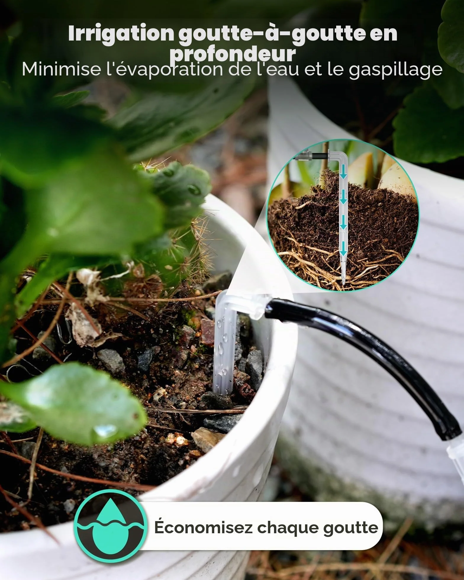 RAINPOINT Kit d'Arrosage Goutte à Goutte Solaire Automatique 45 L/H Pompe Programmable 2600 mAh