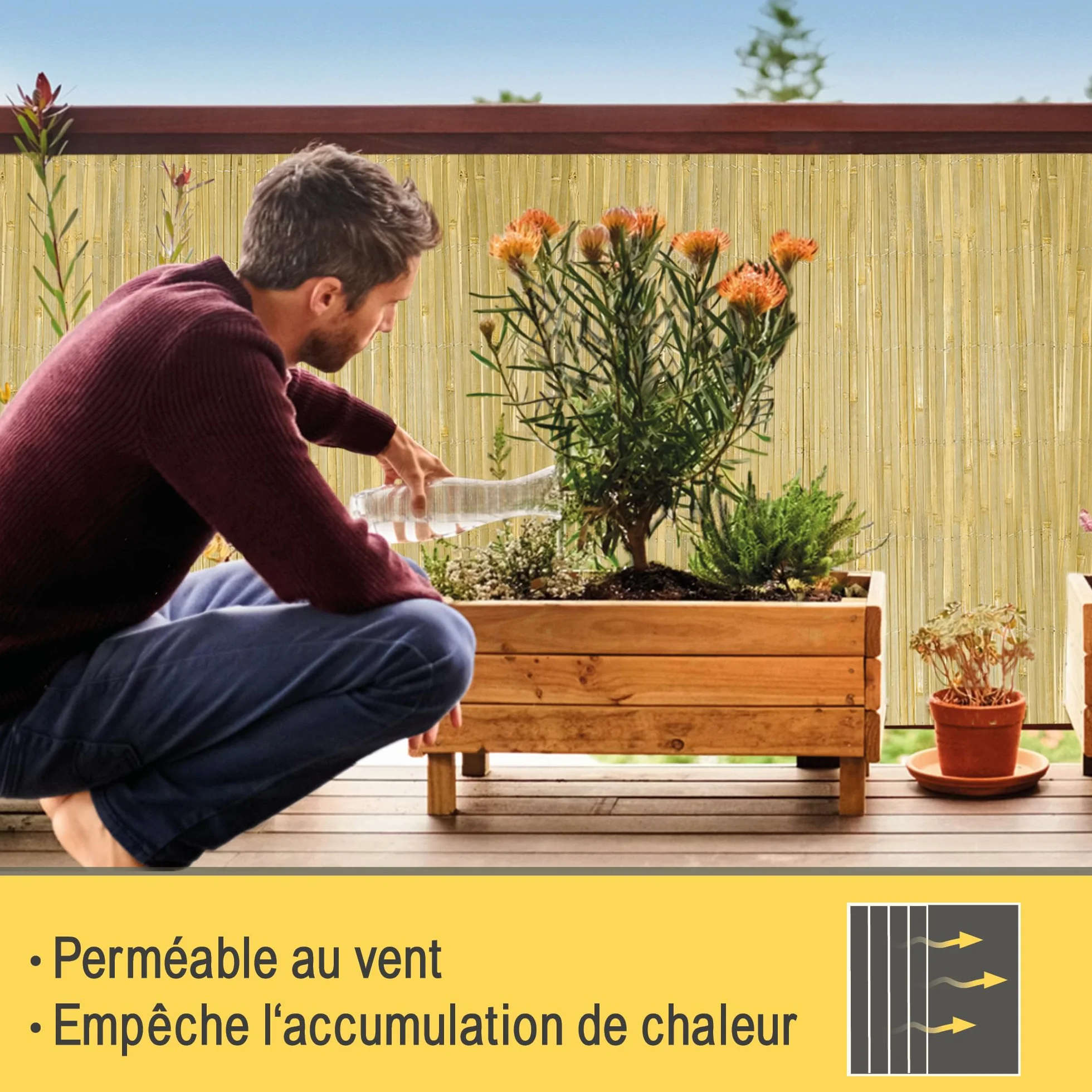 Sol Royal Canisse Brise Vue Balcon Bambou 180x600 cm Clair Brillant – Canisse Bambou Balcon Palissade Jardin Exterieur – Cache Balcon Brise Vue 1m80 Pare Vue Terrasse Extérieur