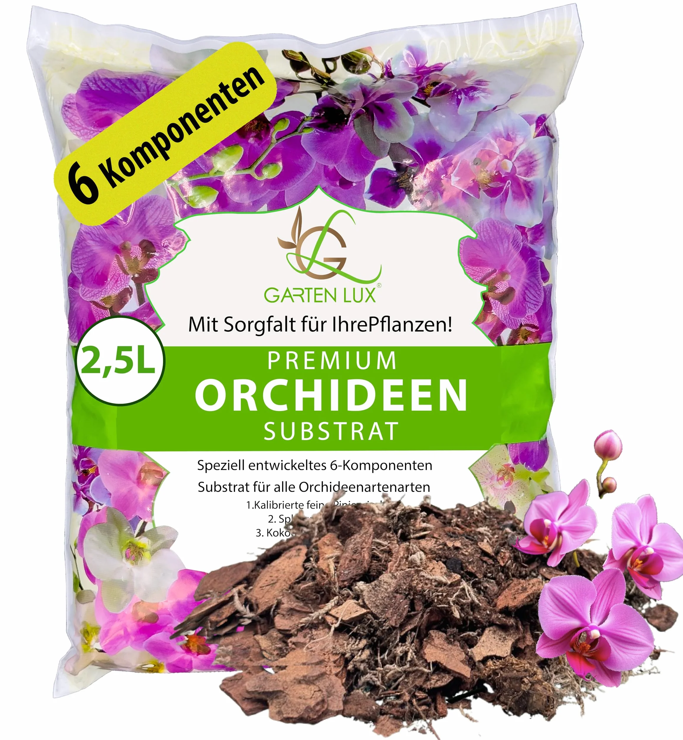 Substrat pour orchidées 2,5 L 6 composants Orchideenerde