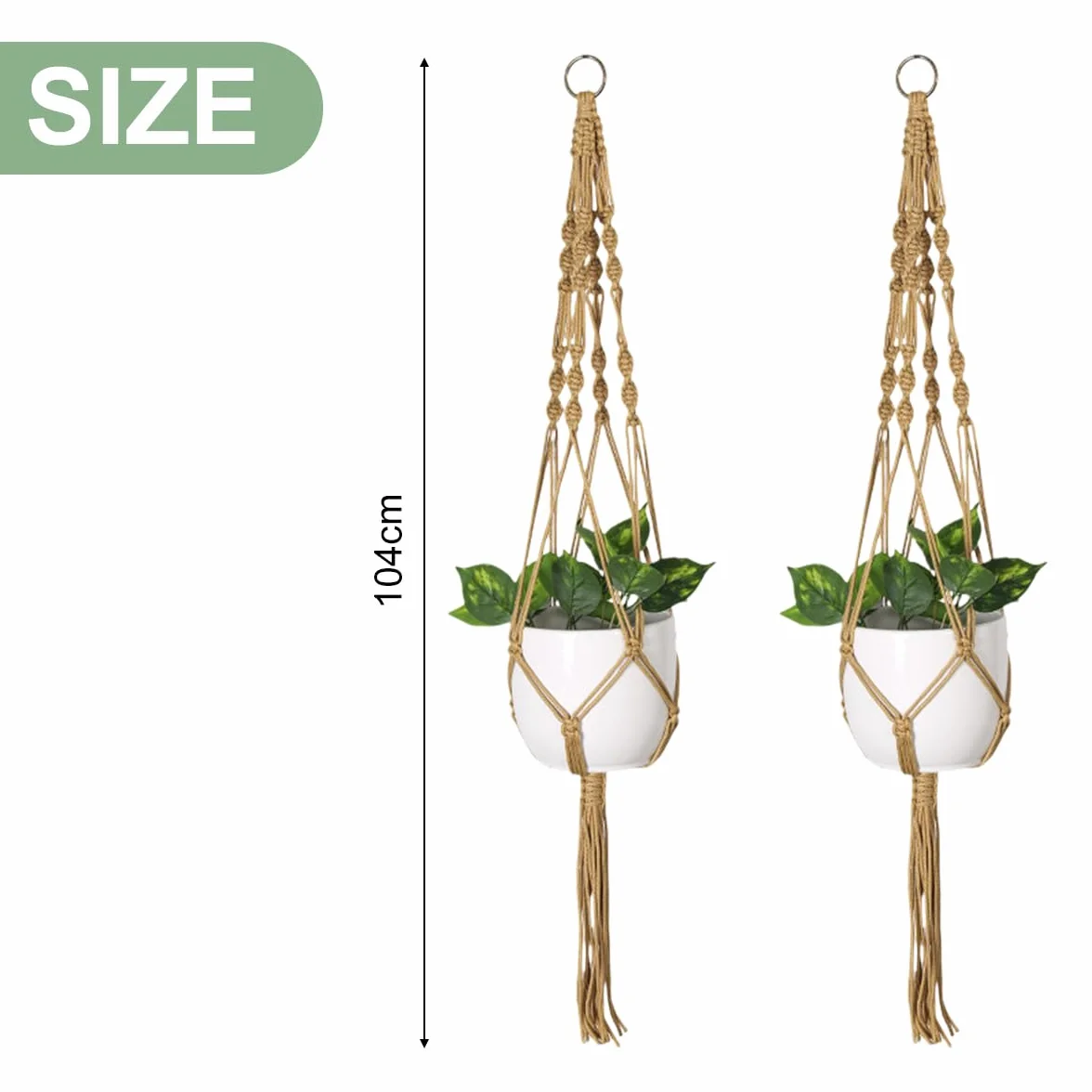 Macramé Pot Suspendu 2 Pièces avec Crochets en S et Crochets à Corne, Support Pots Suspendu pour Fleur Intérieur