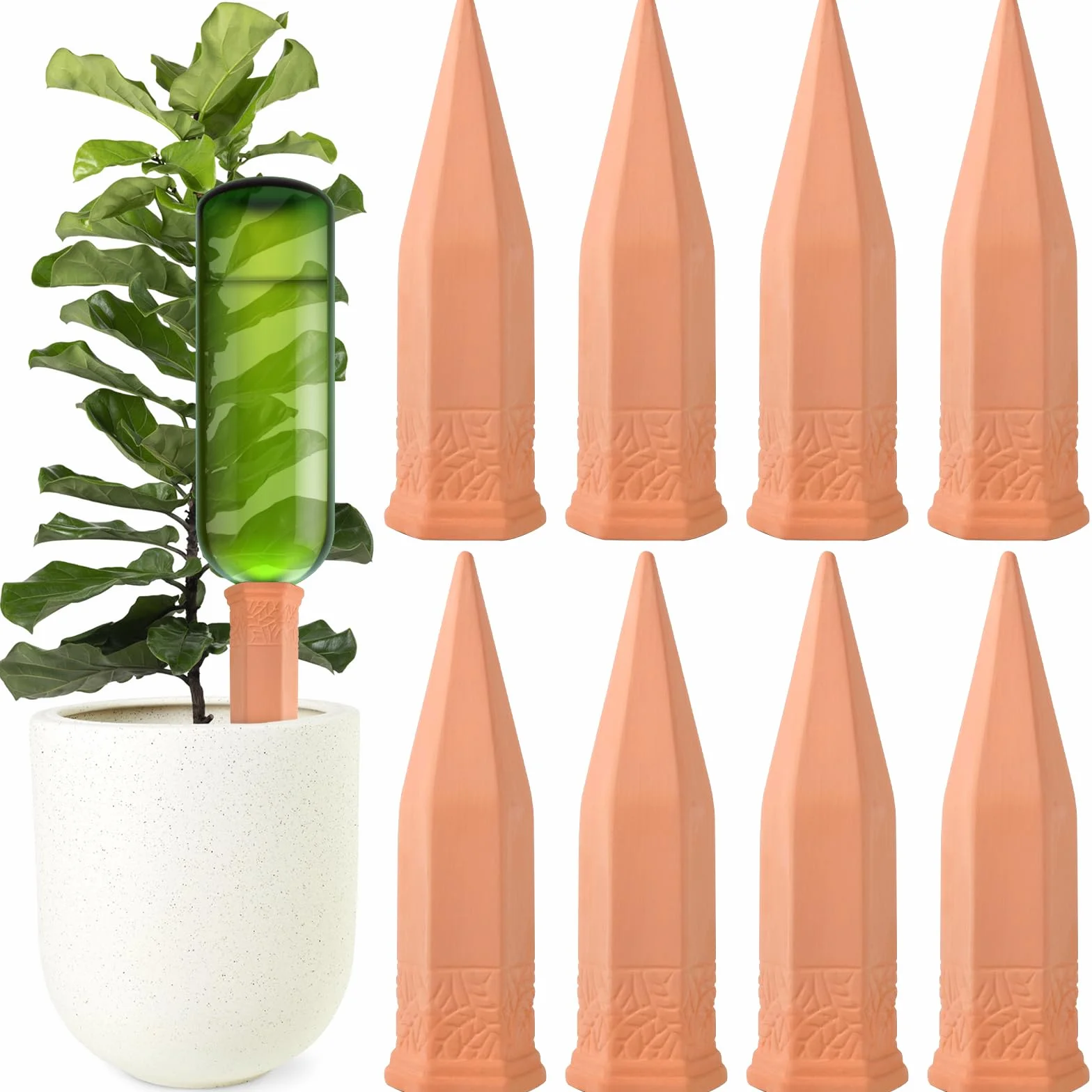 Cône d’arrosage Argile Lot de 8 Arrosoir Terreau Plante Intérieur Systèmes Irrigation Automatique