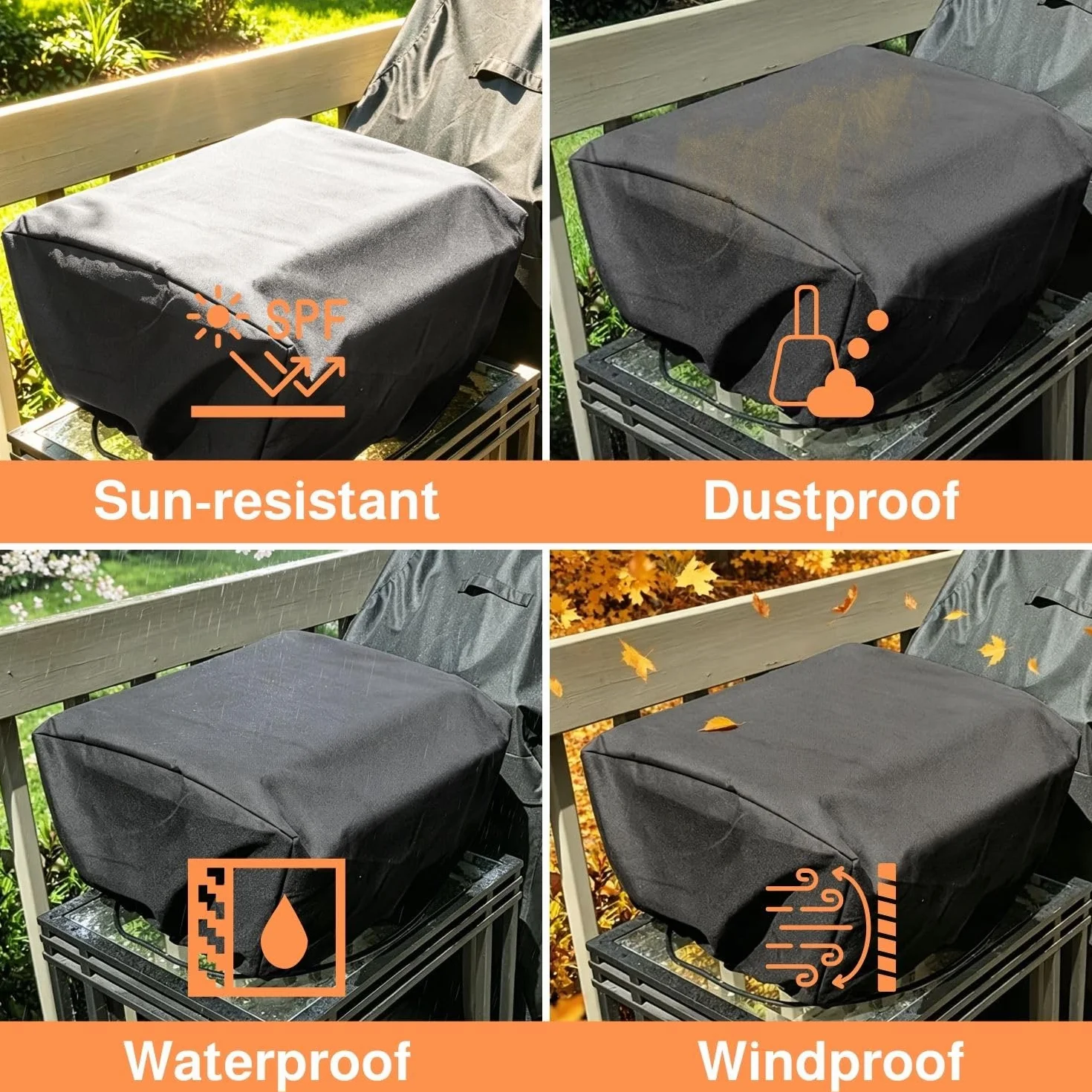 Housse Plancha Extérieur Barbecue 55 x 55 x 27 cm Tissu Oxford Noir Protection Imperméable Anti Poussière Cordon de Serrage