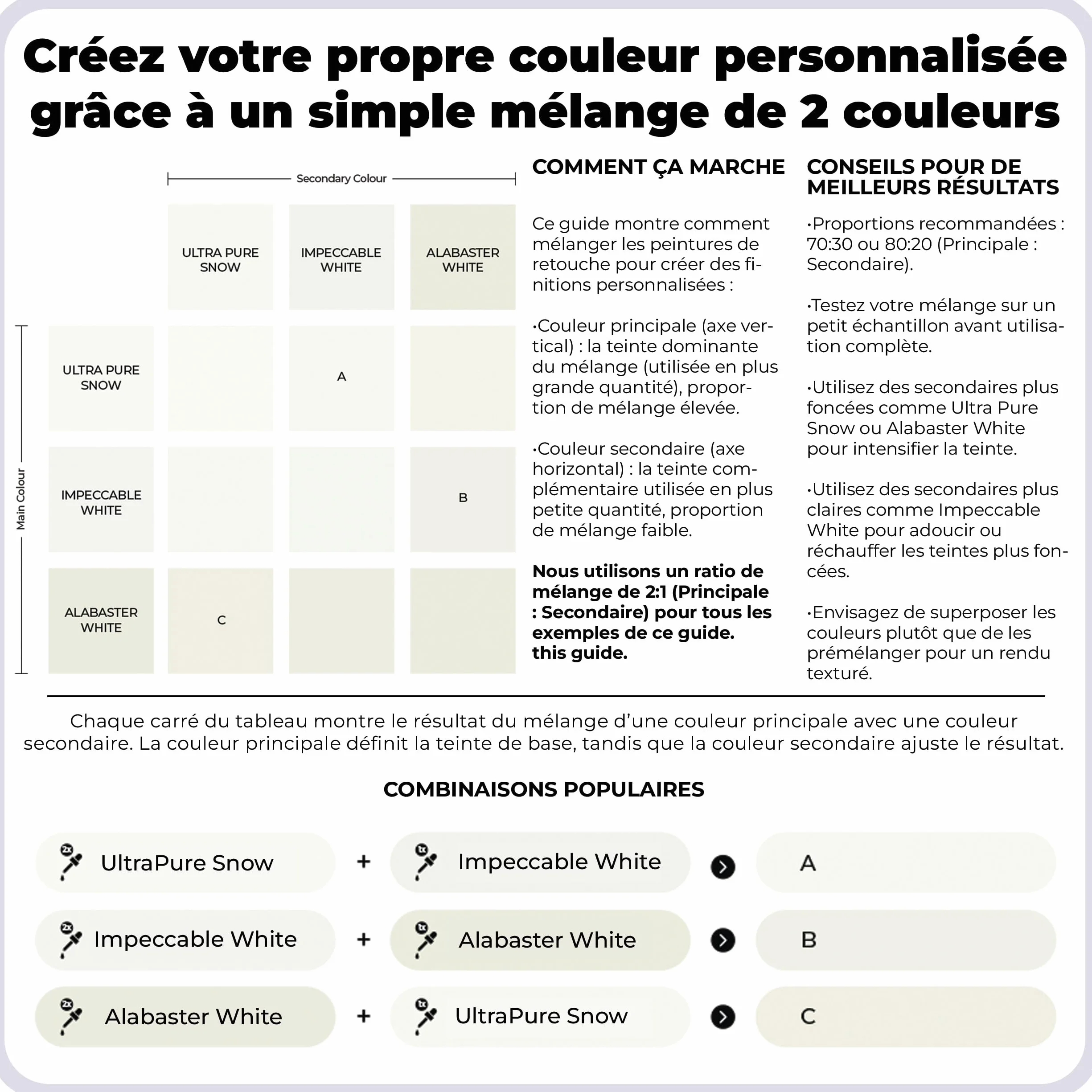 spot. Kit de retouche de peinture blanc Finition mate, auto-apprêtante, séchage rapide avec applicateur au pinceau pour armoires, murs, portes et meubles – Pack de 3 couleurs