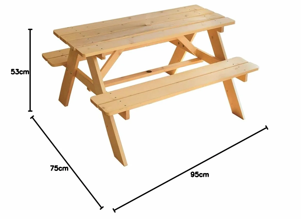 FUN HOUSE Table pique-nique en bois 53x95x100 cm