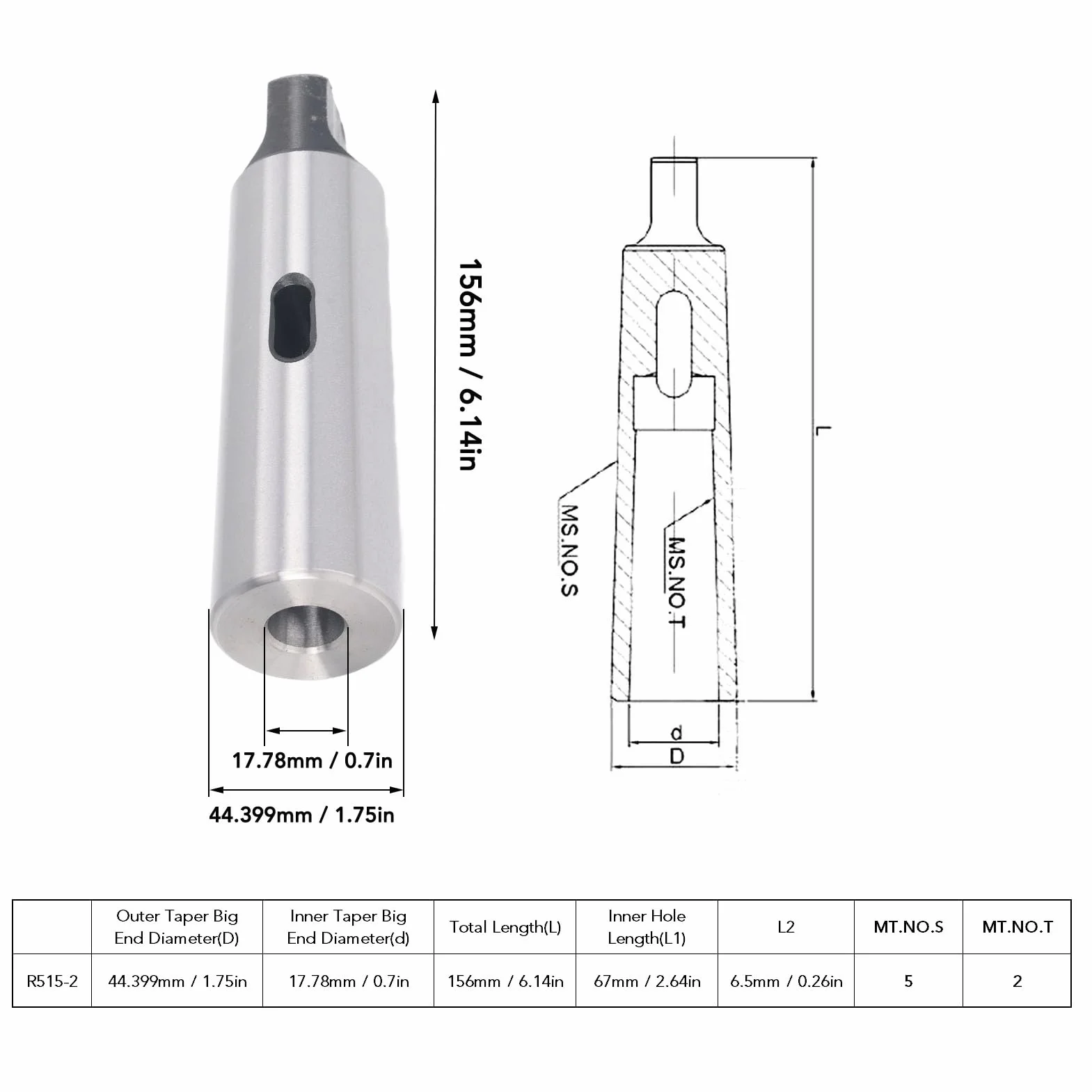 Manchon de perçage à cône Morse MT2 à MT5, adaptateur de broche réducteur à haute dureté, acier C45 50 HRC pour tour, précision de 0,015 mm pour les forets et alésoirs à queue coni