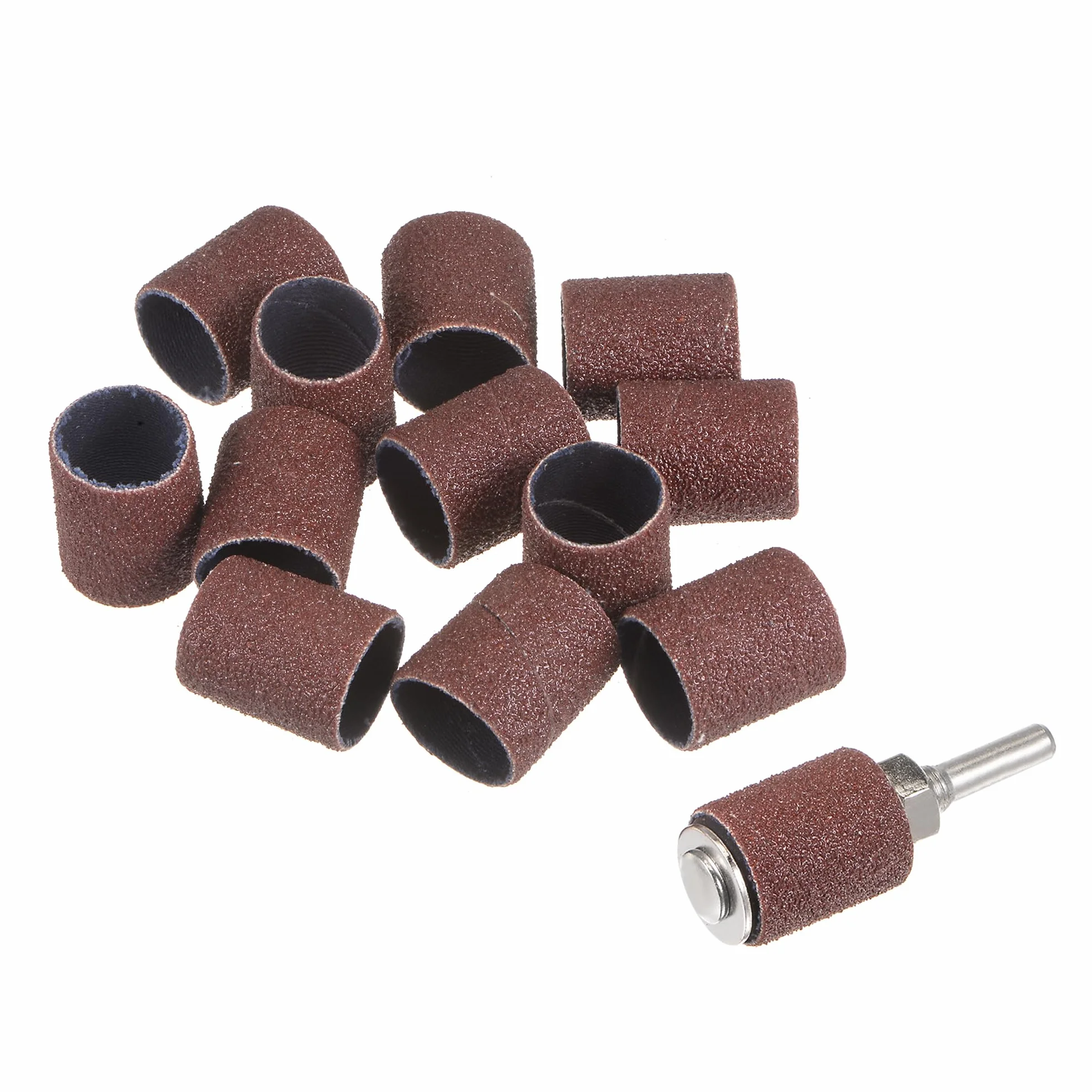 sourcing map Lot de 12 manchons abrasifs de 1,9 cm, grain 80 avec mandrins de tambour de 0,6 cm pour outils rotatifs