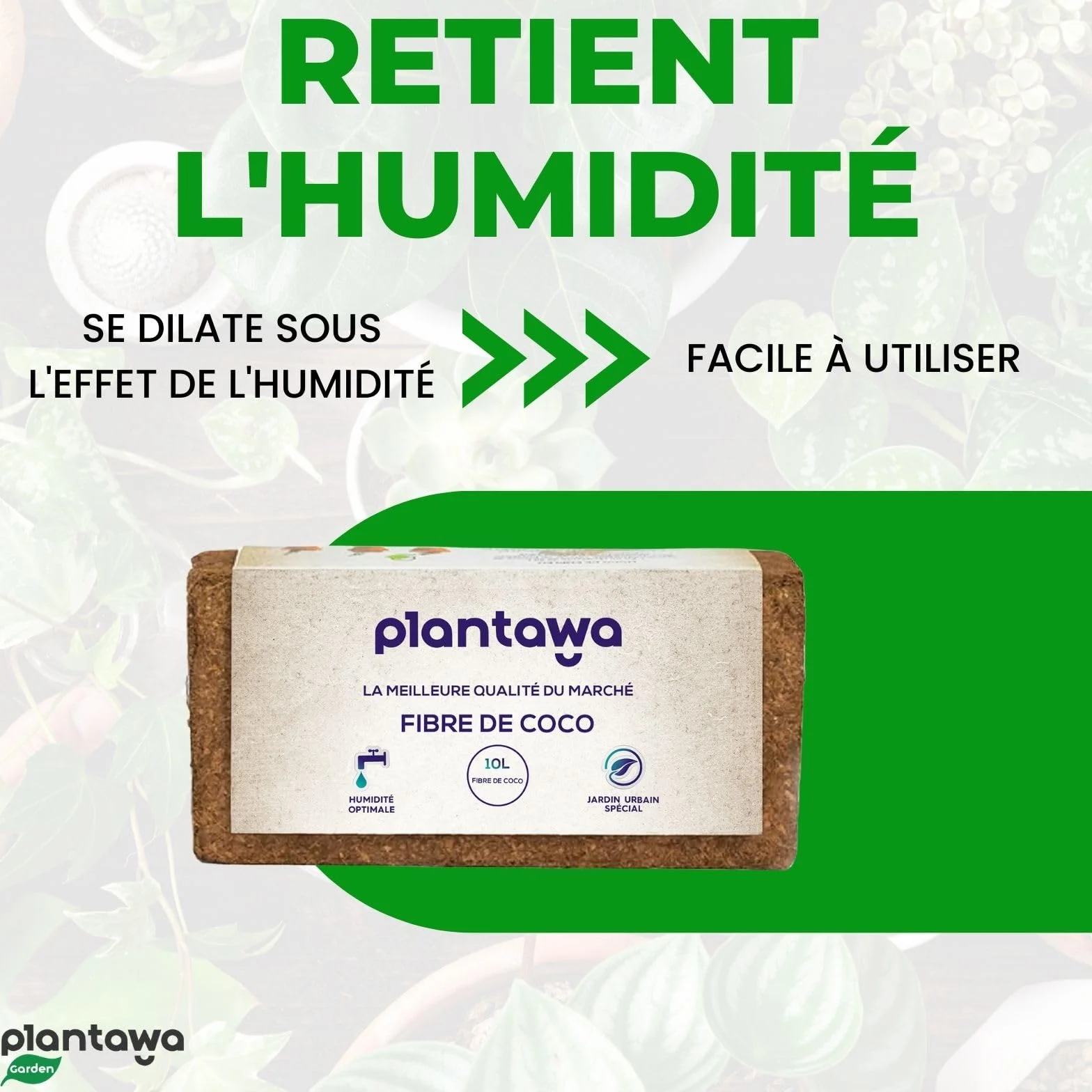 PLANTAWA Fibre De Coco 10L | 100% Naturelle pour Plantes | Maintient Humidité et Nutriments