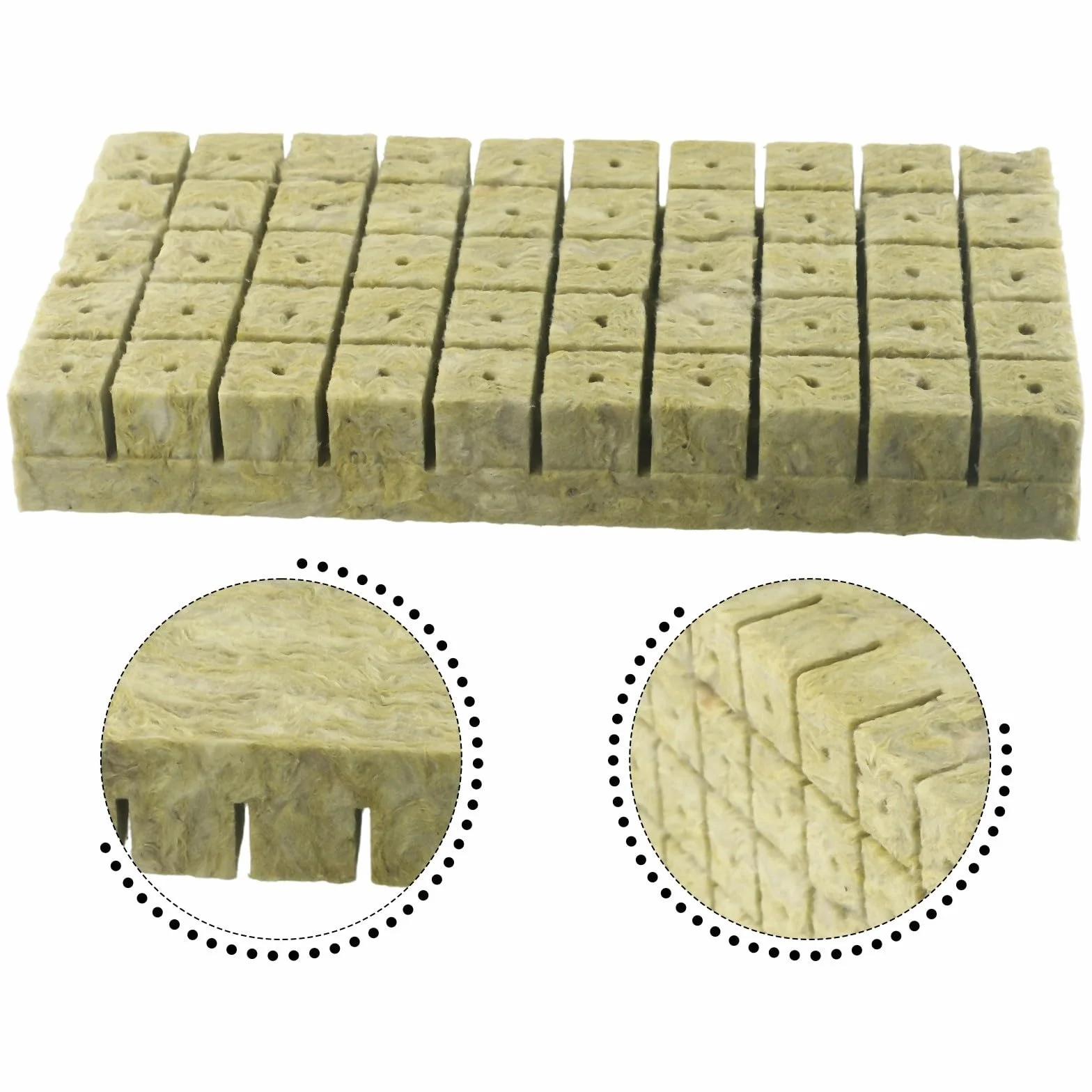 Cubes en laine de roche 25 x 25 x 40 mm, lot de 100 pour culture de plantes