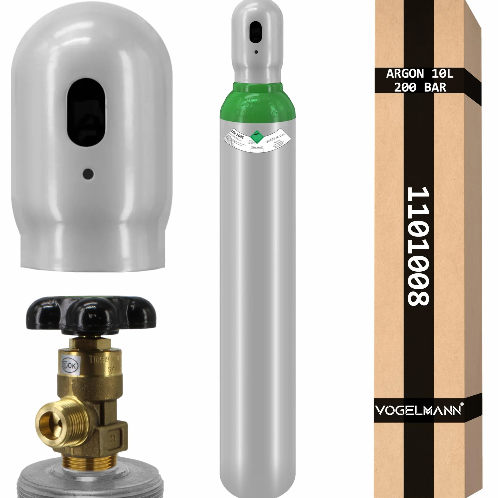 Bouteille de gaz Argon 4.8 de 10 litres, 200 bars, gaz de protection pour soudage TIG, argon de haute pureté pour les travaux de soudage professionnels, bouteille de gaz rechargeable, idéale pour le