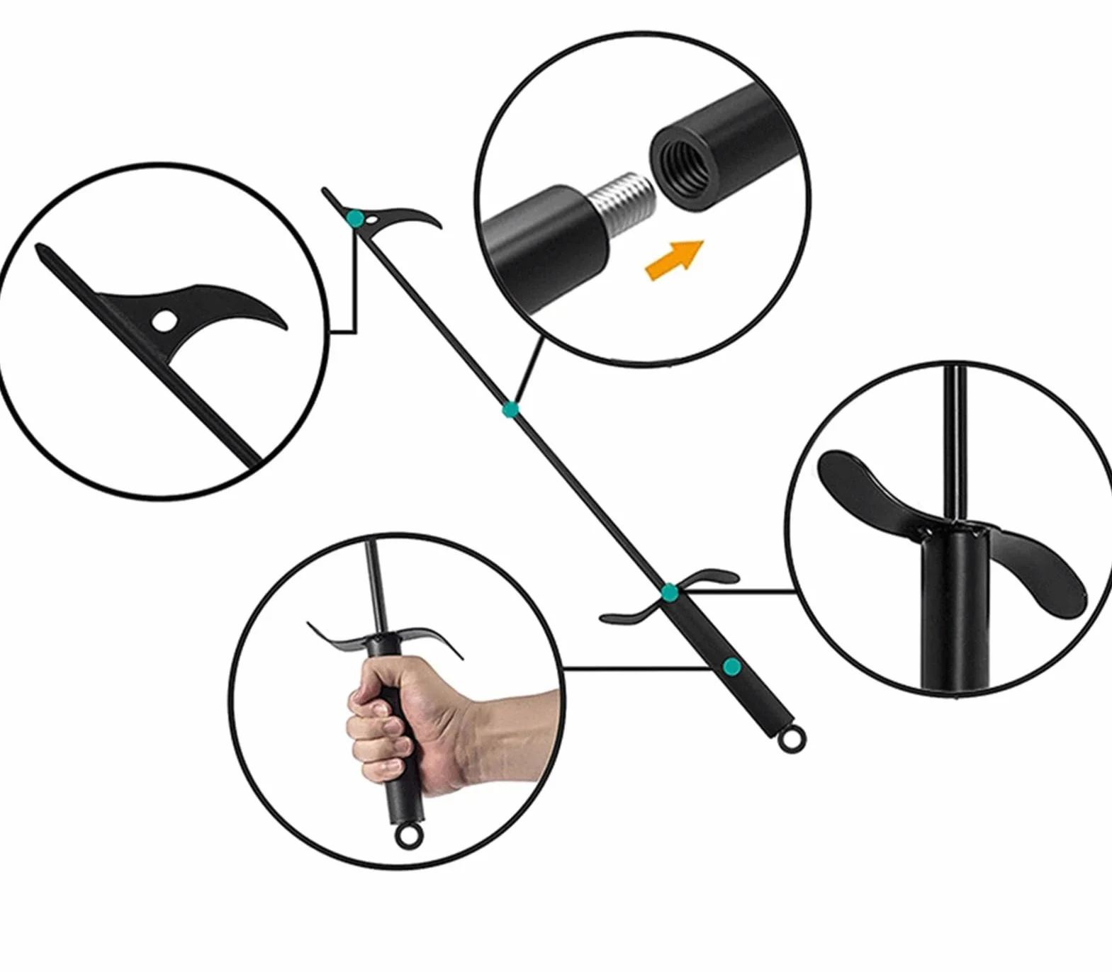 101cm Tisonnier en Acier pour Cheminée avec Poignée Résistante à la Chaleur, Accessoire de Cheminée Intérieur Extérieur