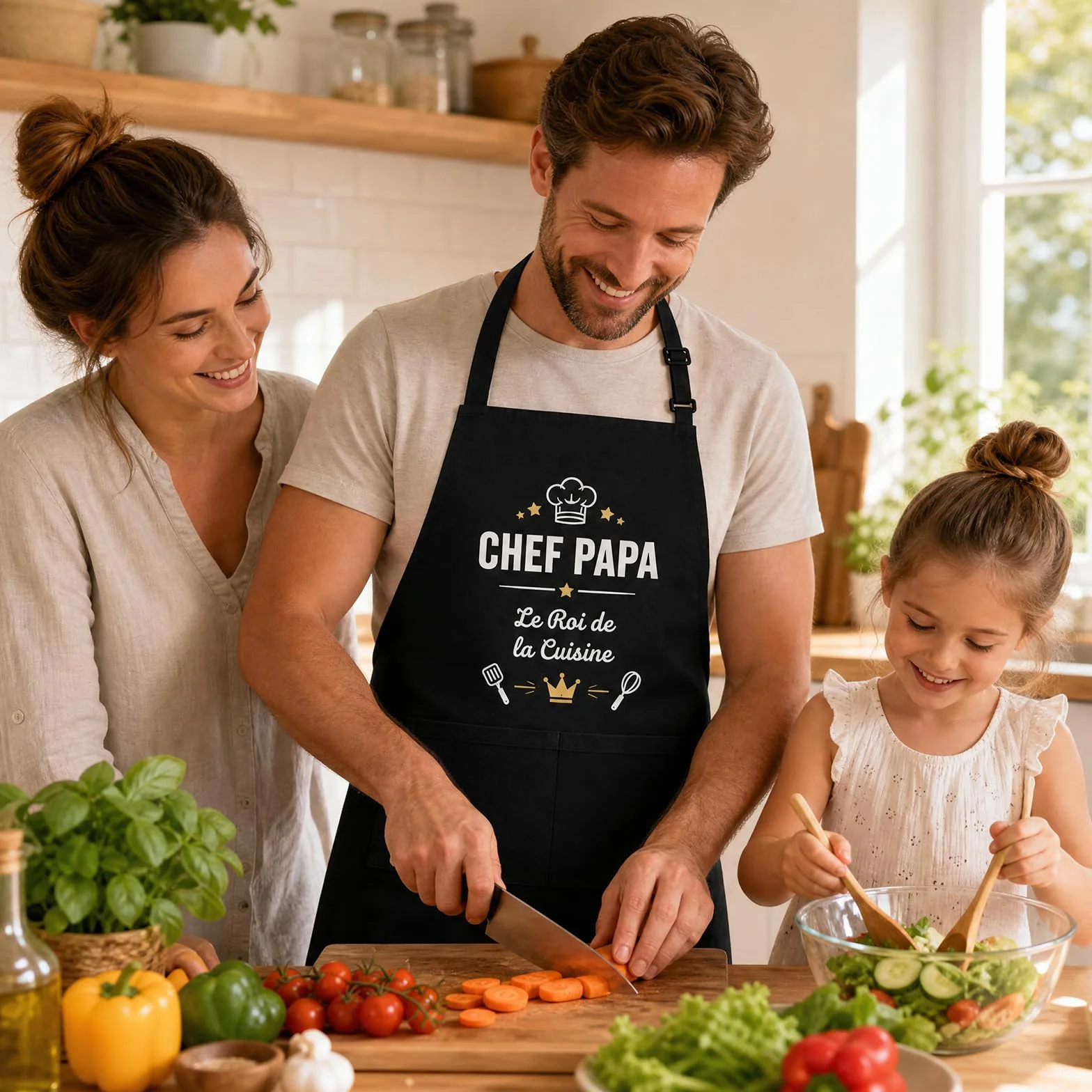 Tablier de Cuisine Homme Cadeau Fête des Pères Personnalisé Chef Papa
