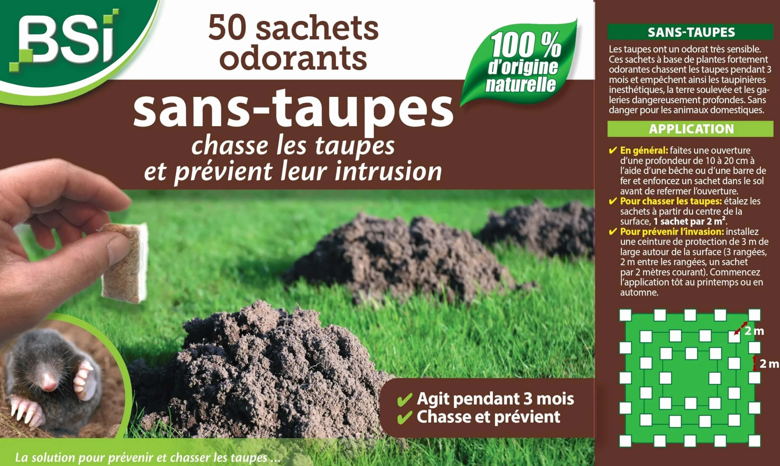 Granulés Anti-Taupes 100% Naturel 50 Sachets Longue Durée 3-4 Mois Couvre 100m²