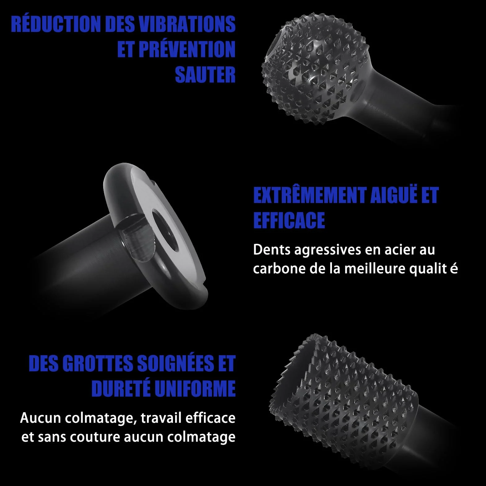 Pomsare Fraise à Bois - Disques Meuleuse Sculpture Bois, Set de 3 Burrs Rotatifs, Gouge et Ciseaux à Bois pour Meuleuses 115/125 - Outils de Coupe,Menuiserie Outillage