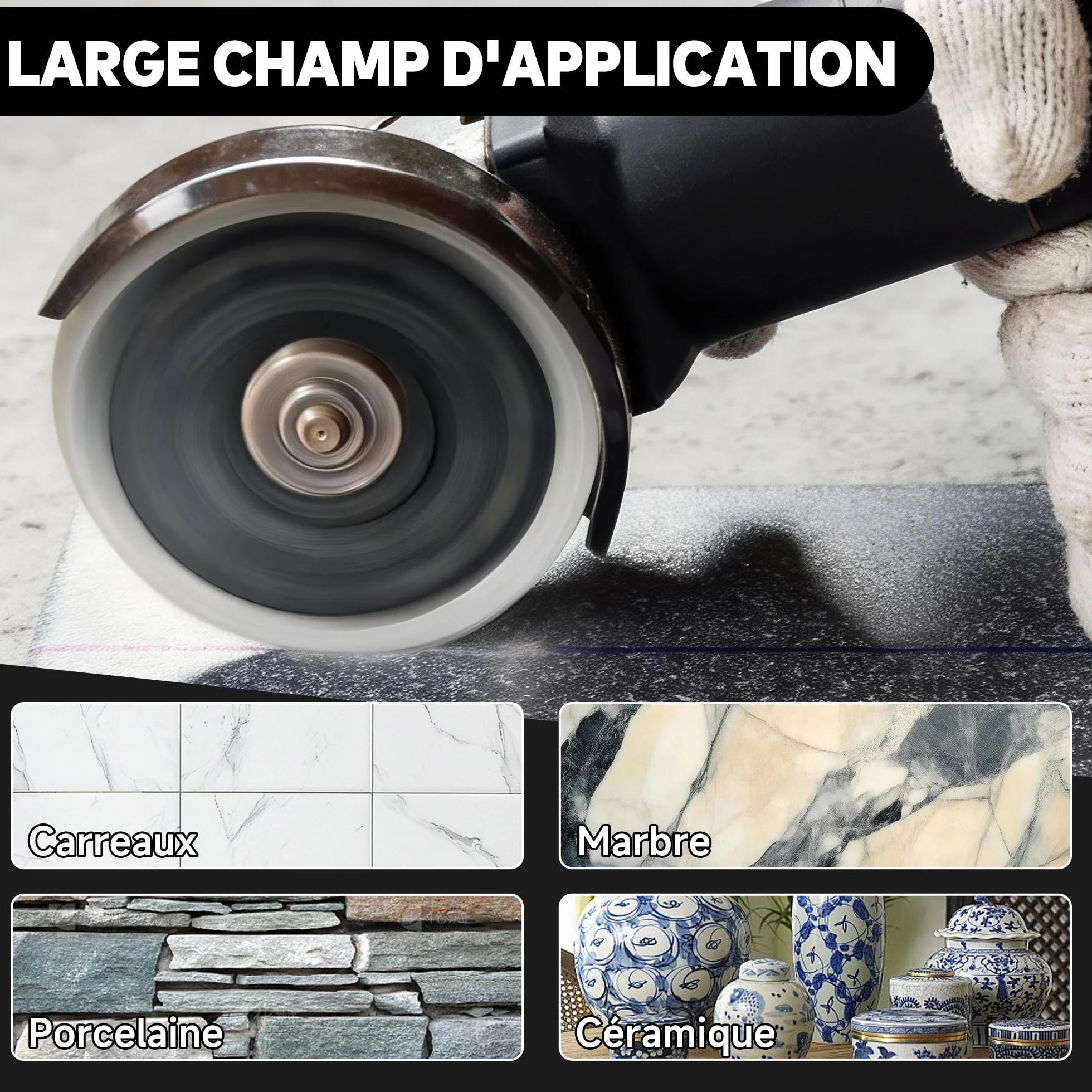 HERZO Disque Diamant 125 mm x 22,23 mm pour Carrelage - Disque Diamant 125 mm pour Carrelage, Grès Cérame, Porcelaine et Céramique