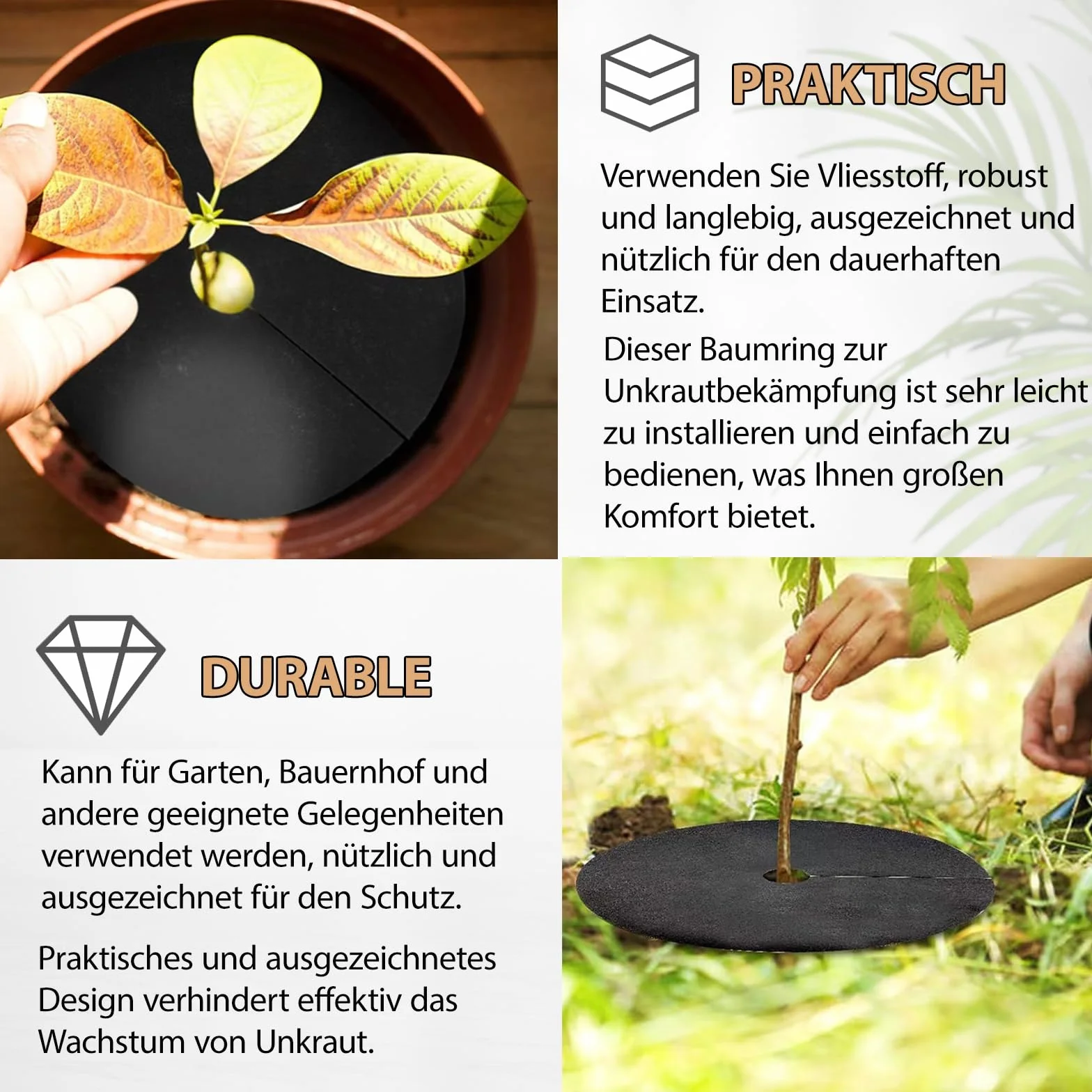 Tapis en fibre de coco pour plantes, protection contre le gel, disque de paillage rond