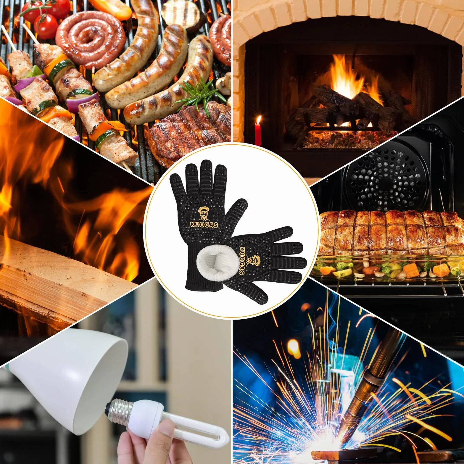 Gants Barbecue Anti-Chaleur 800°C Gant Cuisine Four BBQ Accessoire