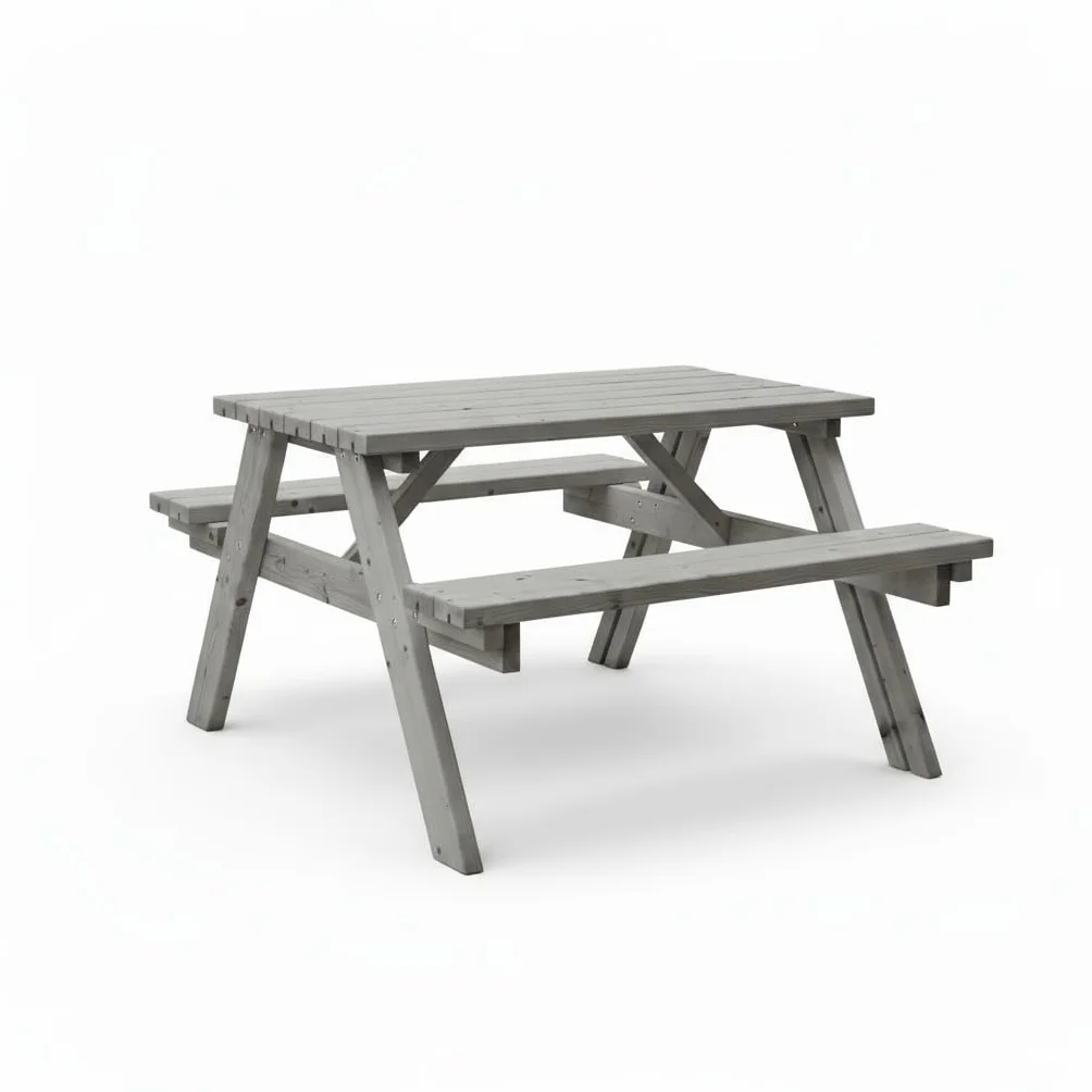 AMATA Banc de Pique-Nique en Bois Classique – Ensemble de Table de Jardin Extérieur avec Sièges Intégrés