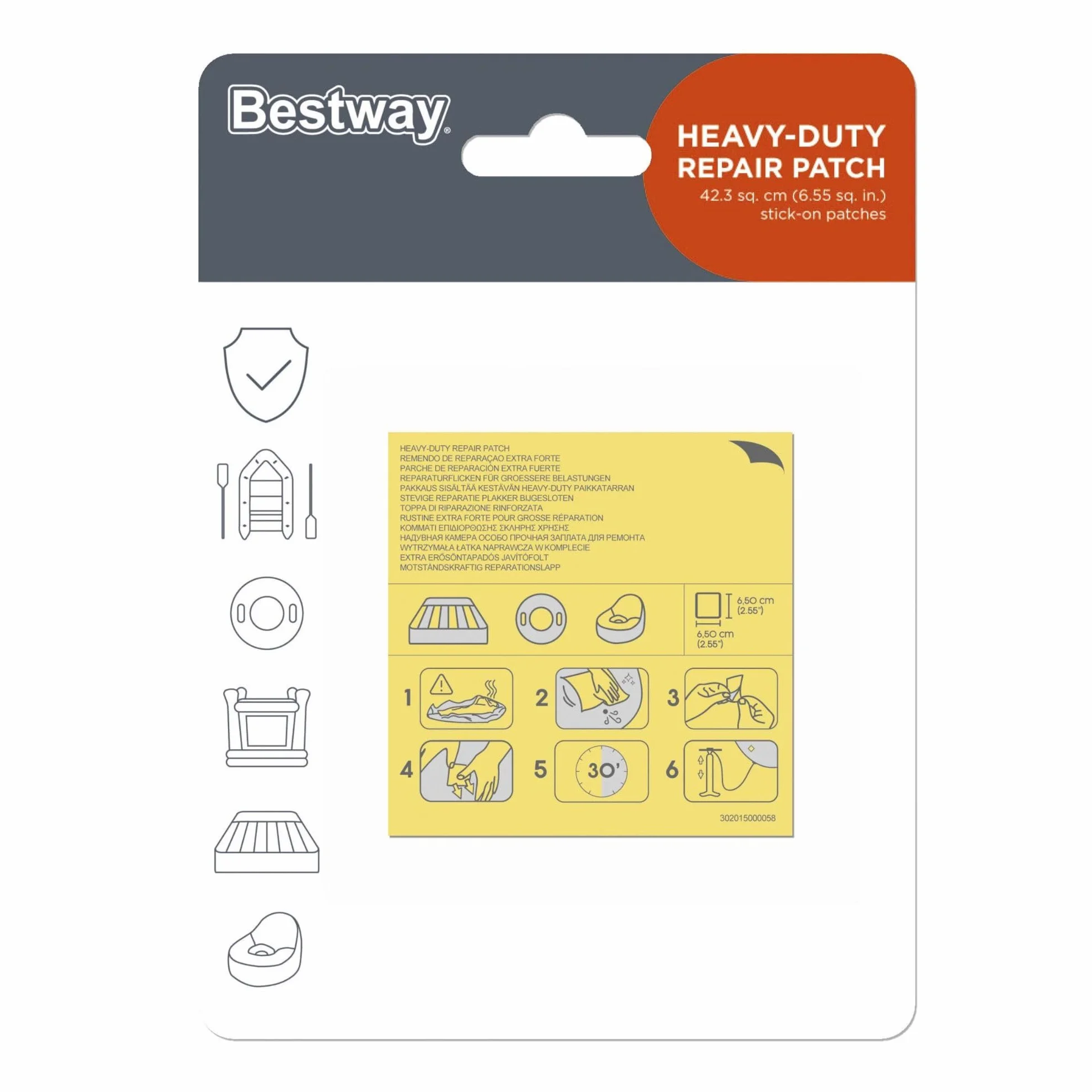 Bestway 10 Super Patchs de réparation 42,3 cm² Blanc 6,5 x 6,5 cm