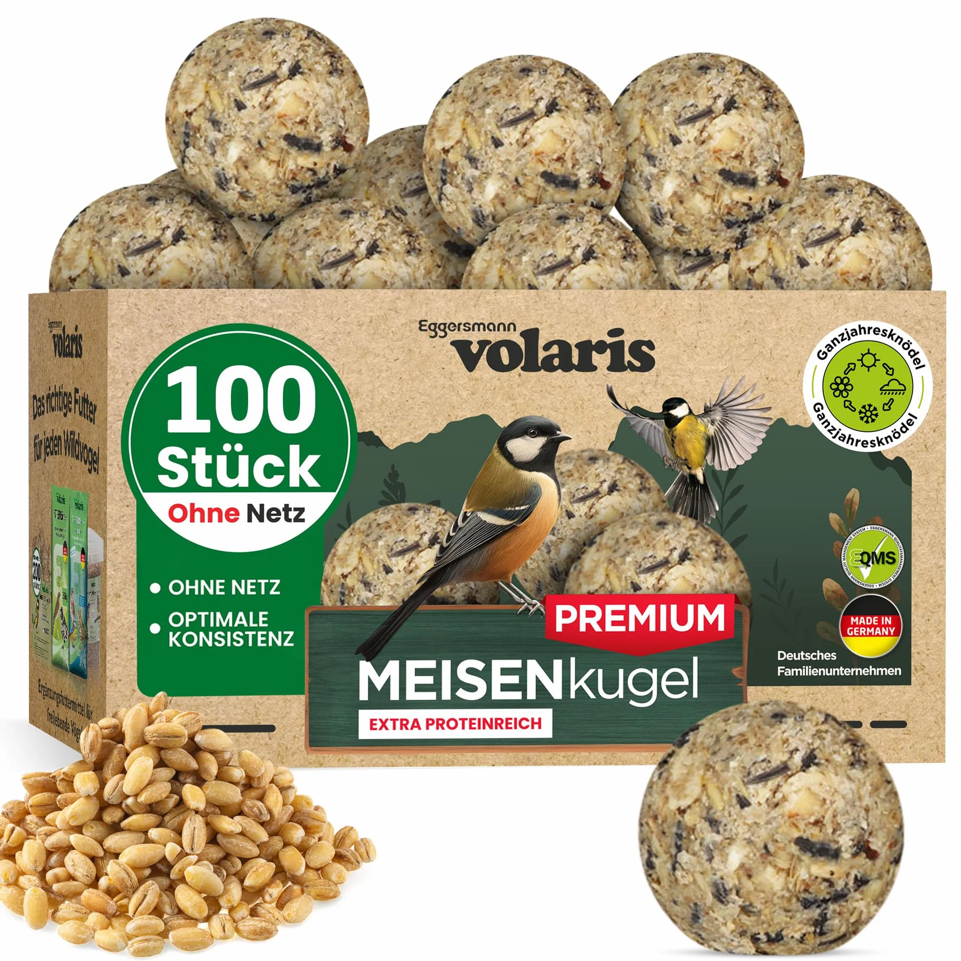 Eggersmann Volaris Lot de 100 boules de graisse pour oiseaux sauvages