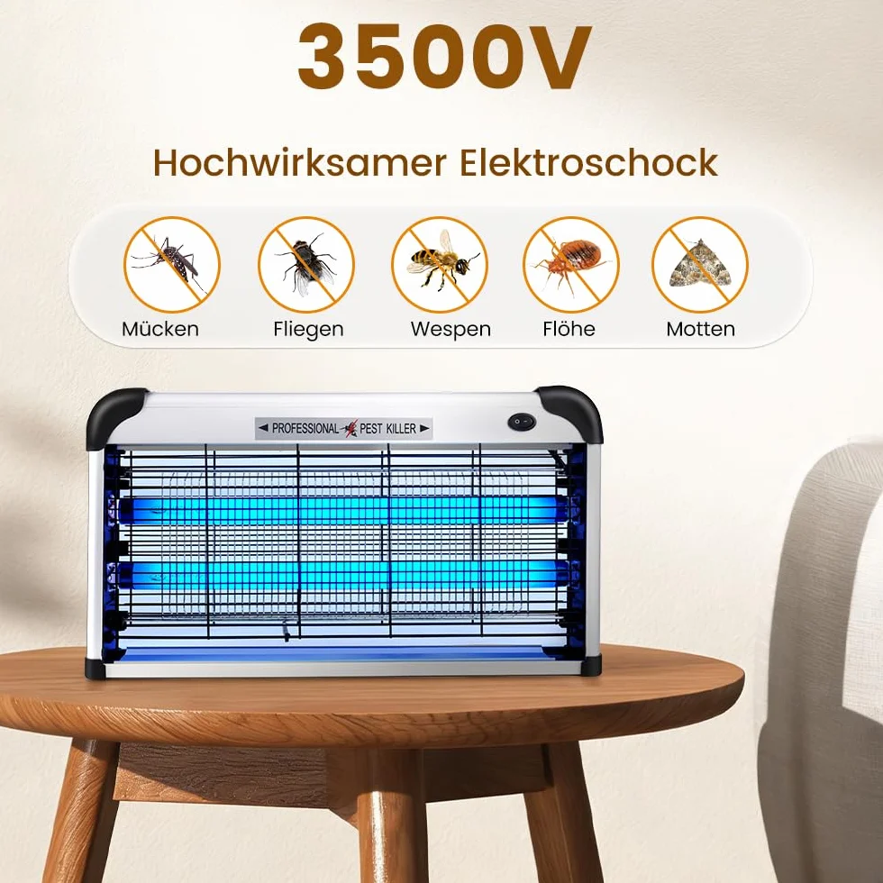 Lampe Anti Moustique Exterieur 3500V Tue Mouche Electrique UV 30W Grille de Securite